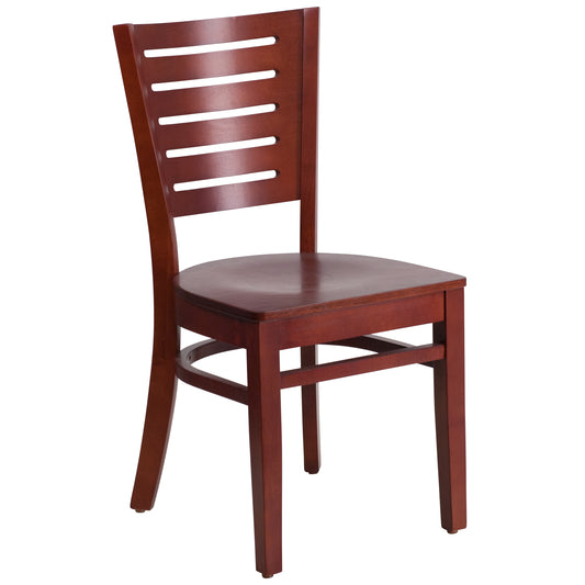 Slat Back Mahogany Wood Restaurant Chair