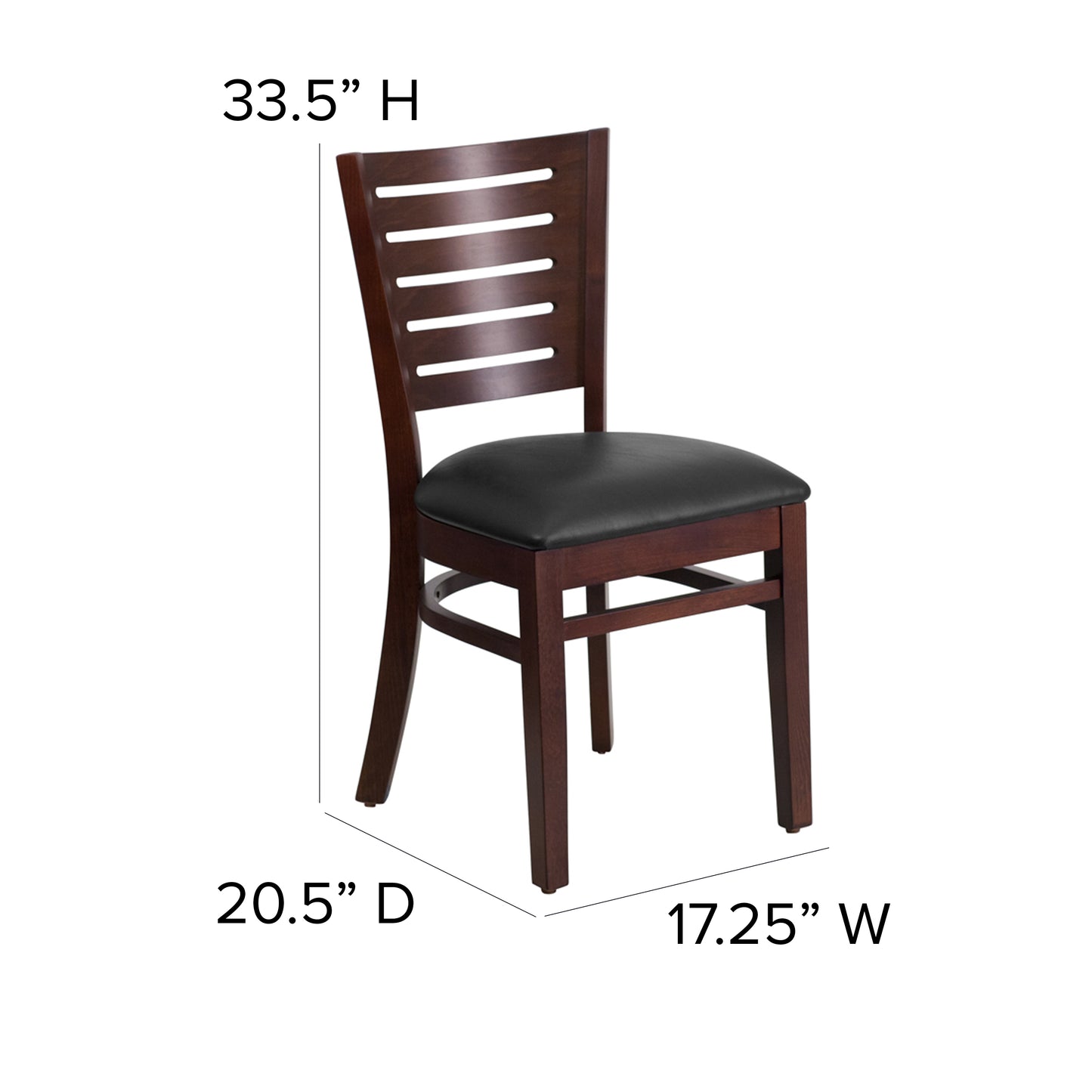 Slat Back Walnut Wood Restaurant Chair - Vinyl Seat