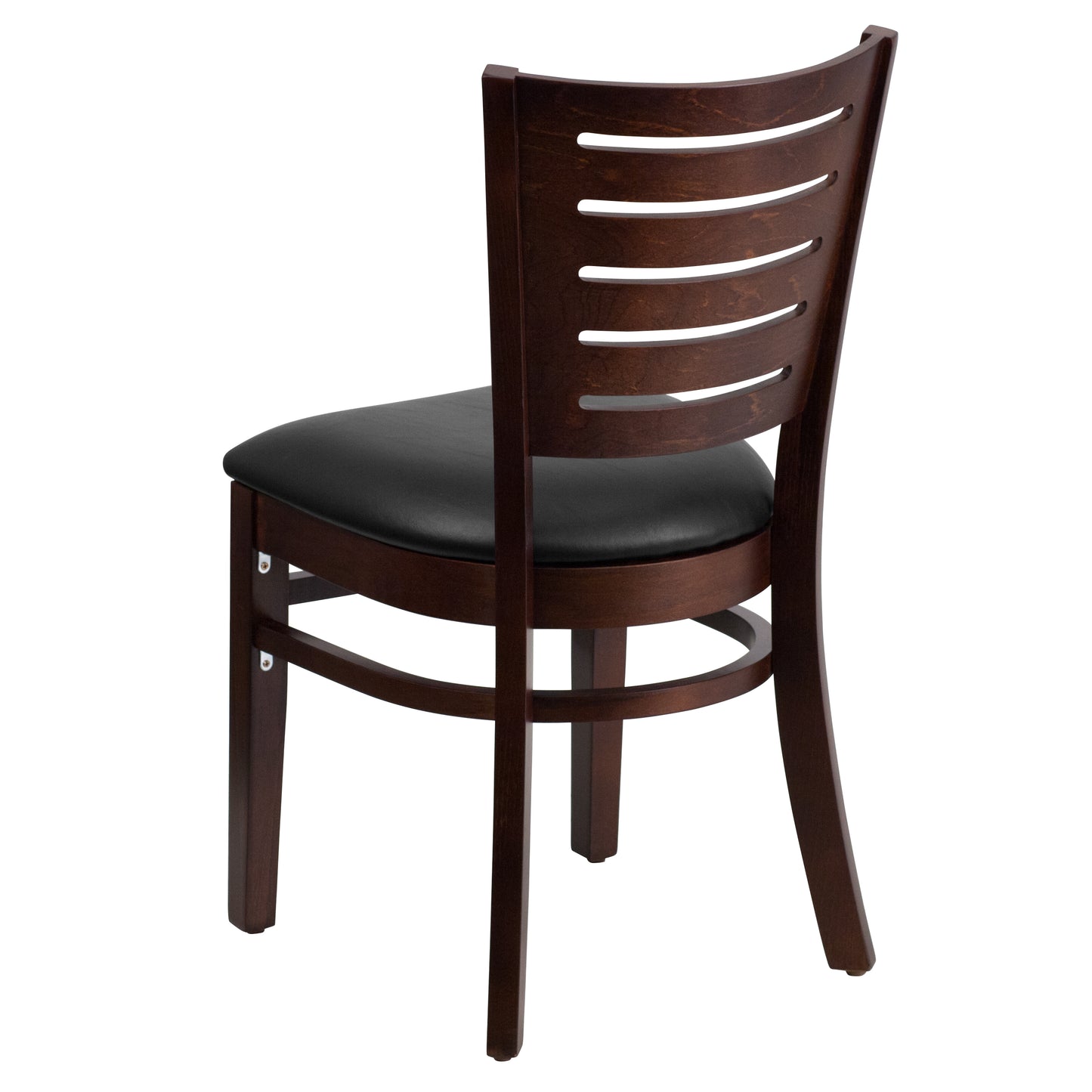 Slat Back Walnut Wood Restaurant Chair - Vinyl Seat