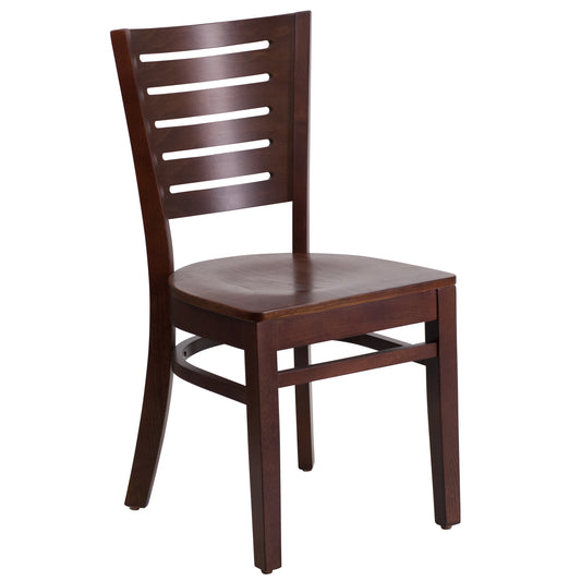 Slat Back Walnut Wood Restaurant Chair