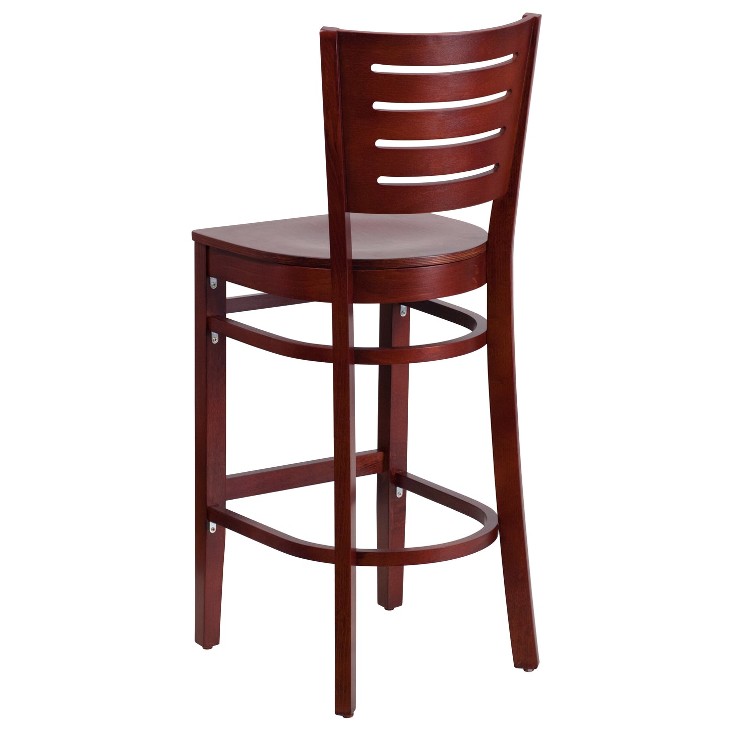 Slat Back Mahogany Wood Restaurant Barstool