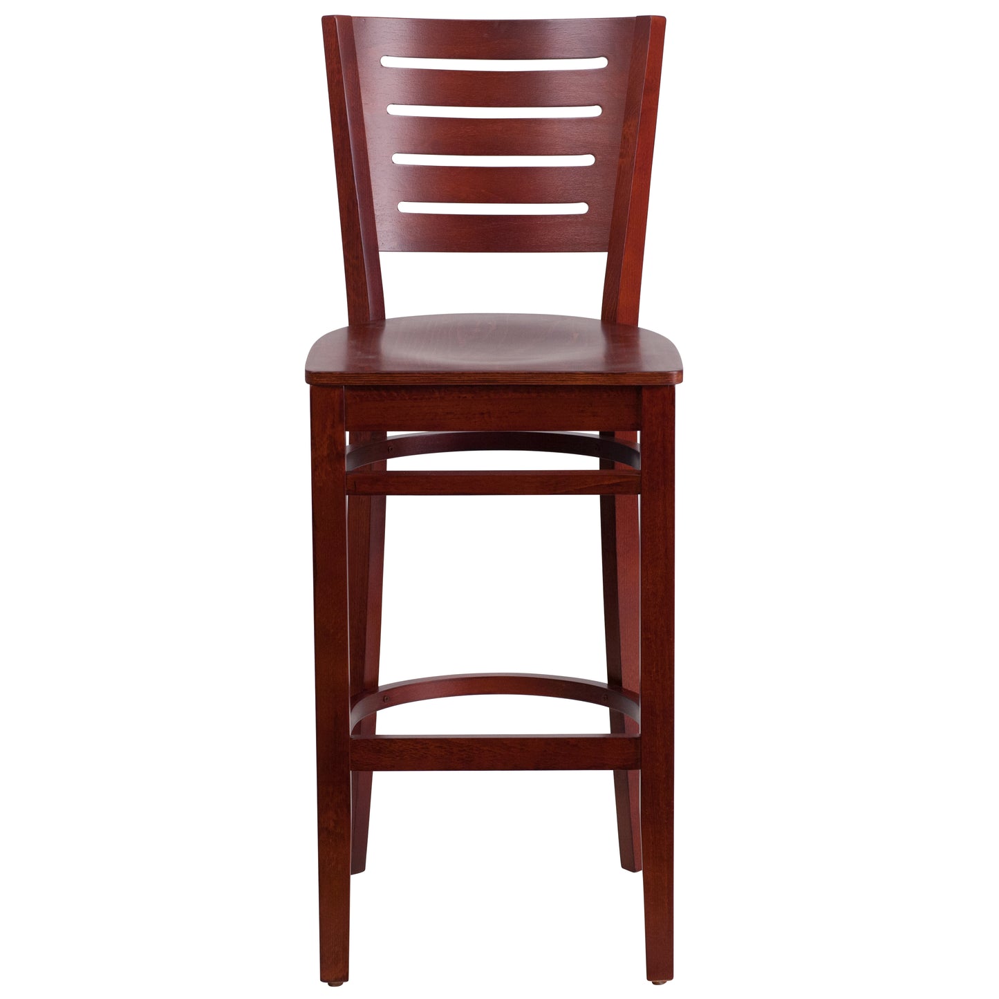 Slat Back Mahogany Wood Restaurant Barstool