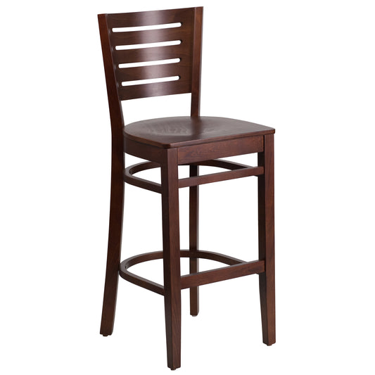 Slat Back Walnut Wood Restaurant Barstool