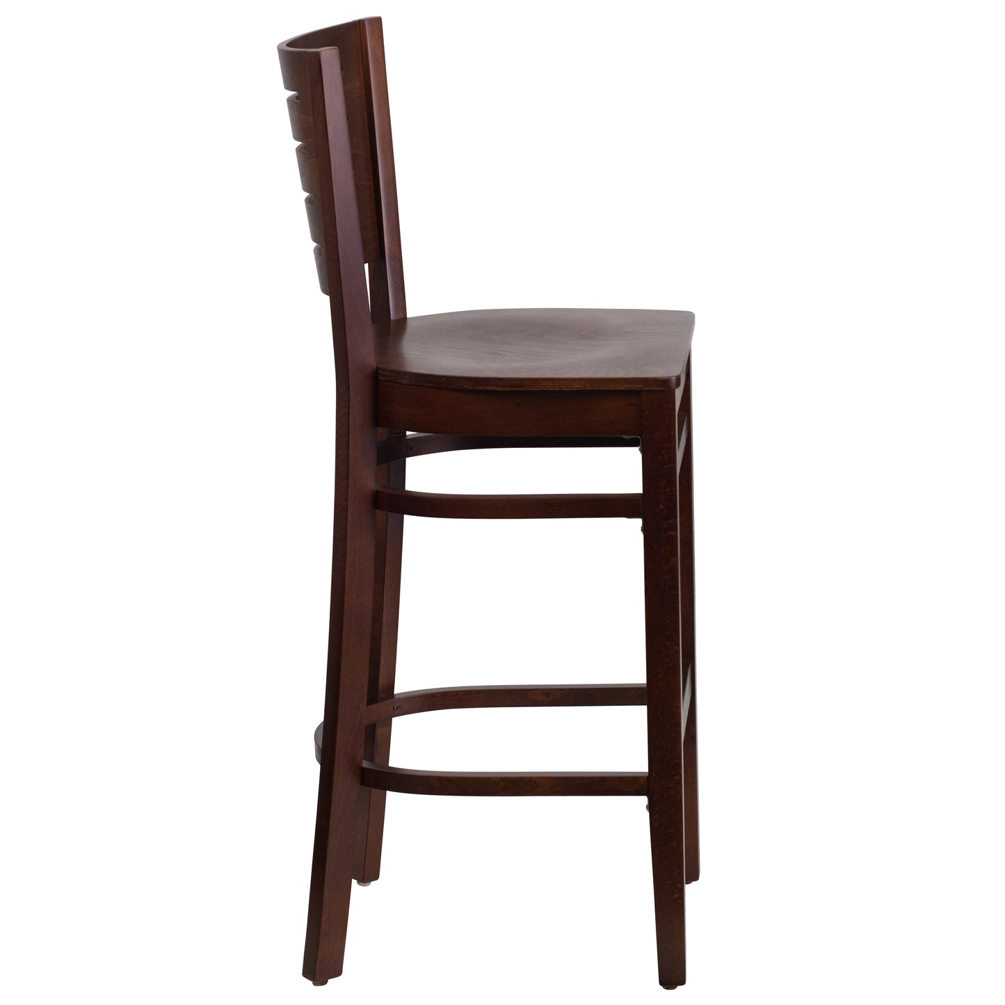 Slat Back Walnut Wood Restaurant Barstool