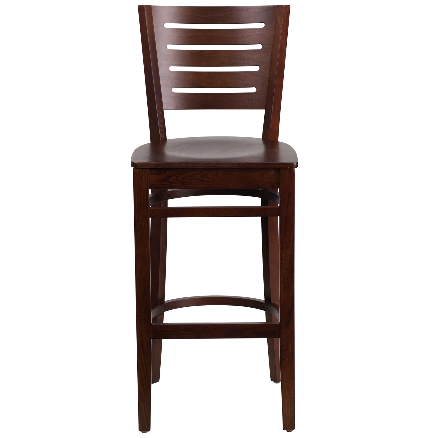 Slat Back Walnut Wood Restaurant Barstool