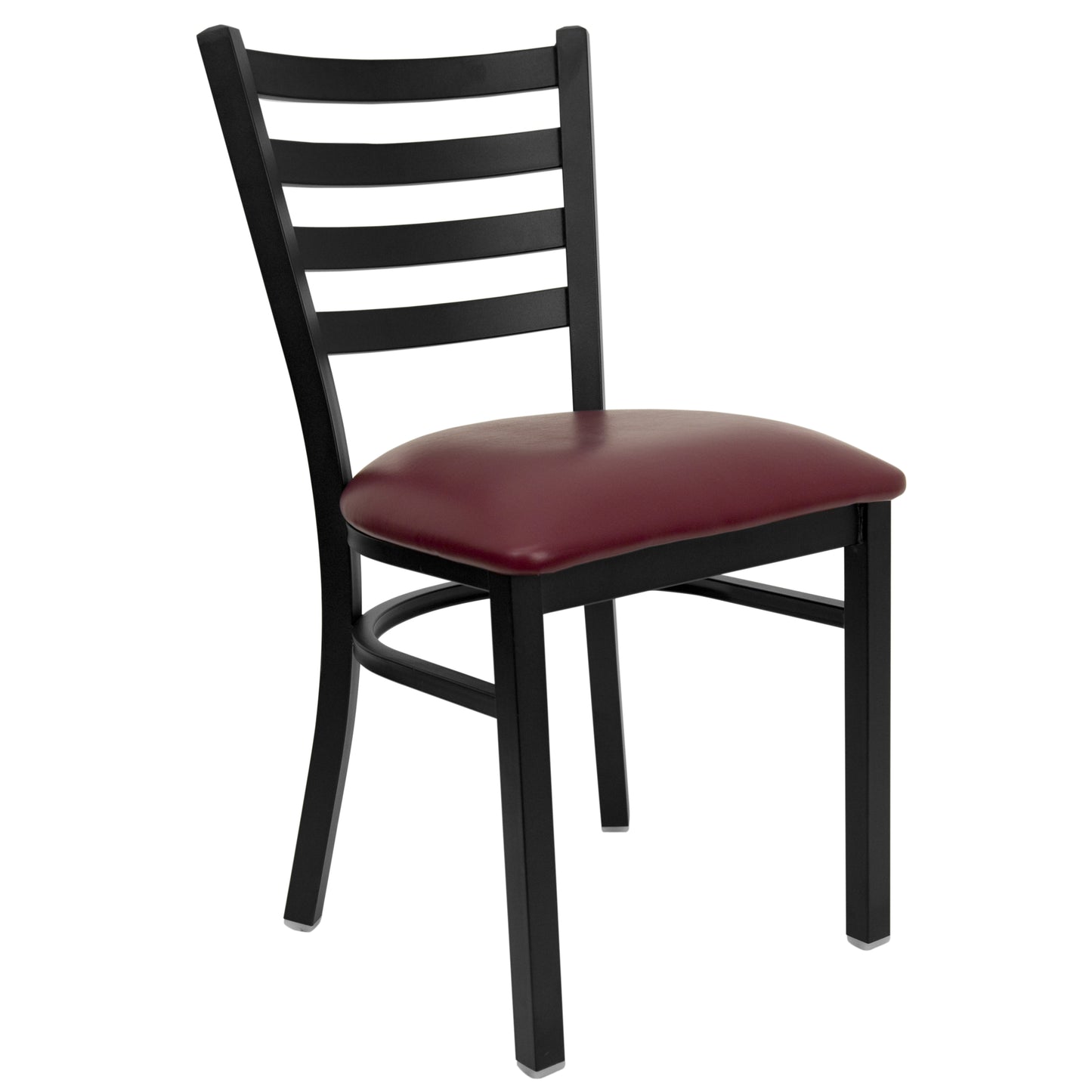 Ladder Back Metal Restaurant Chair - Vinyl Seat