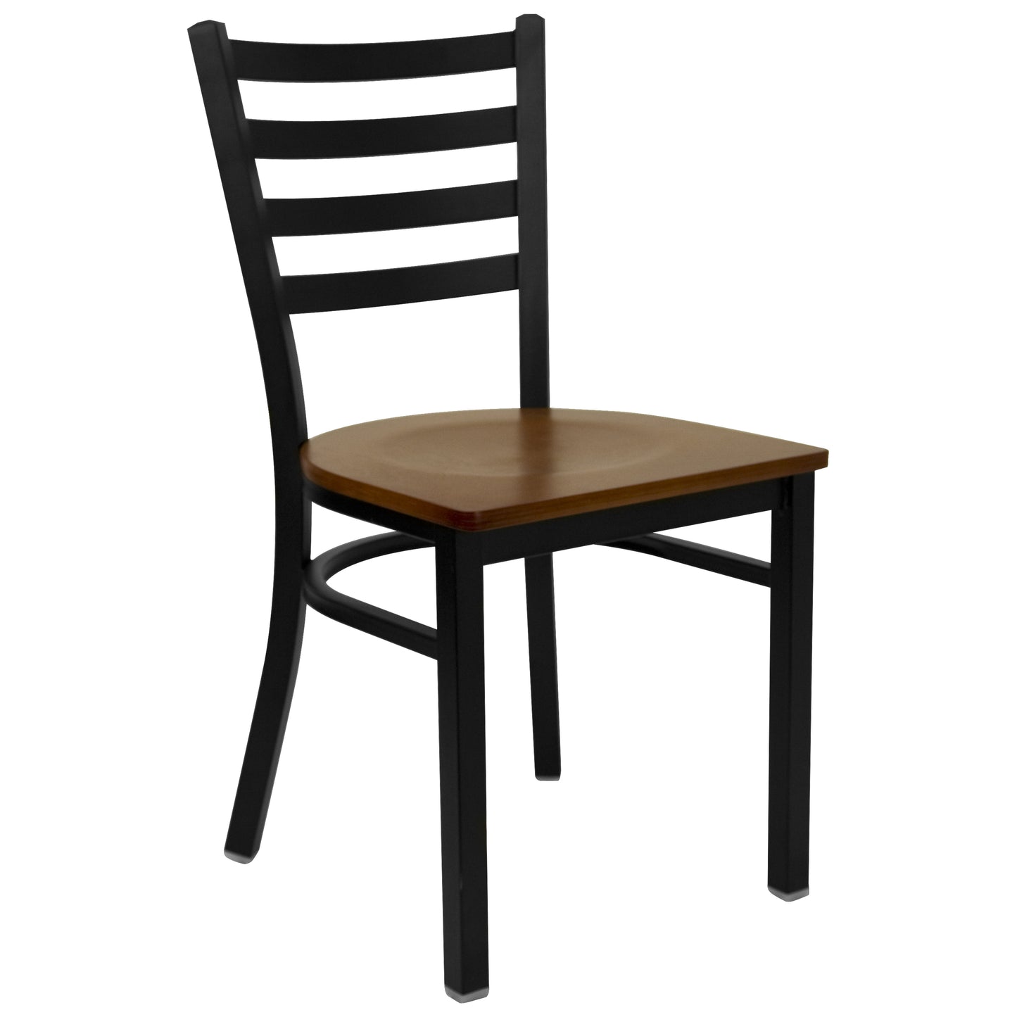 Ladder Back Metal Restaurant Chair - Wood Seat