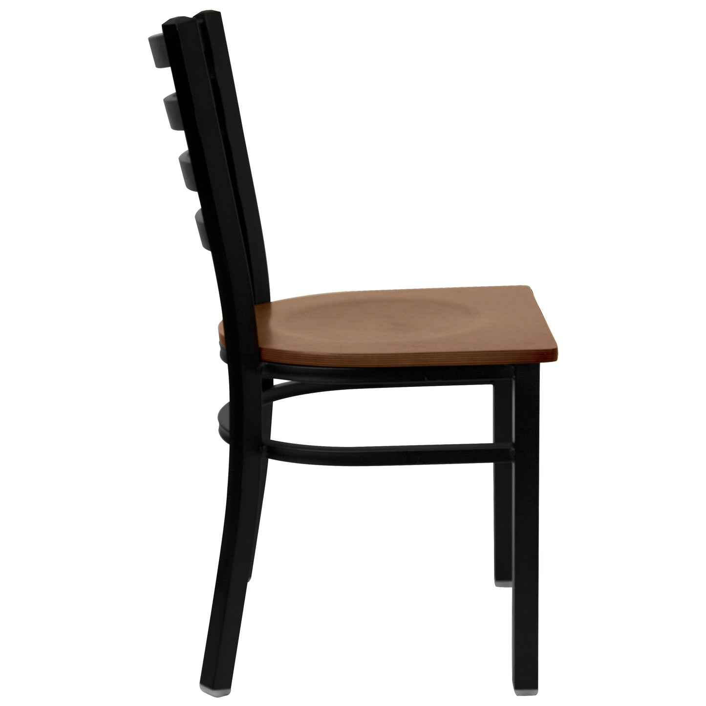 Ladder Back Metal Restaurant Chair - Wood Seat