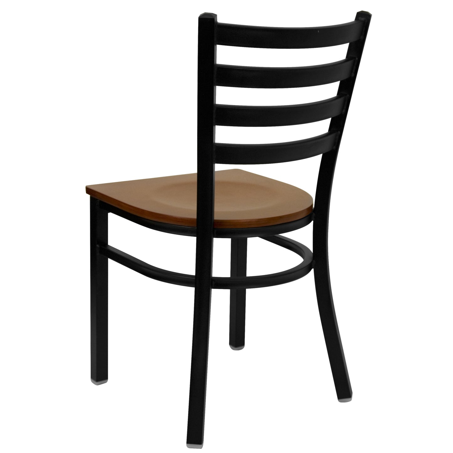 Ladder Back Metal Restaurant Chair - Wood Seat