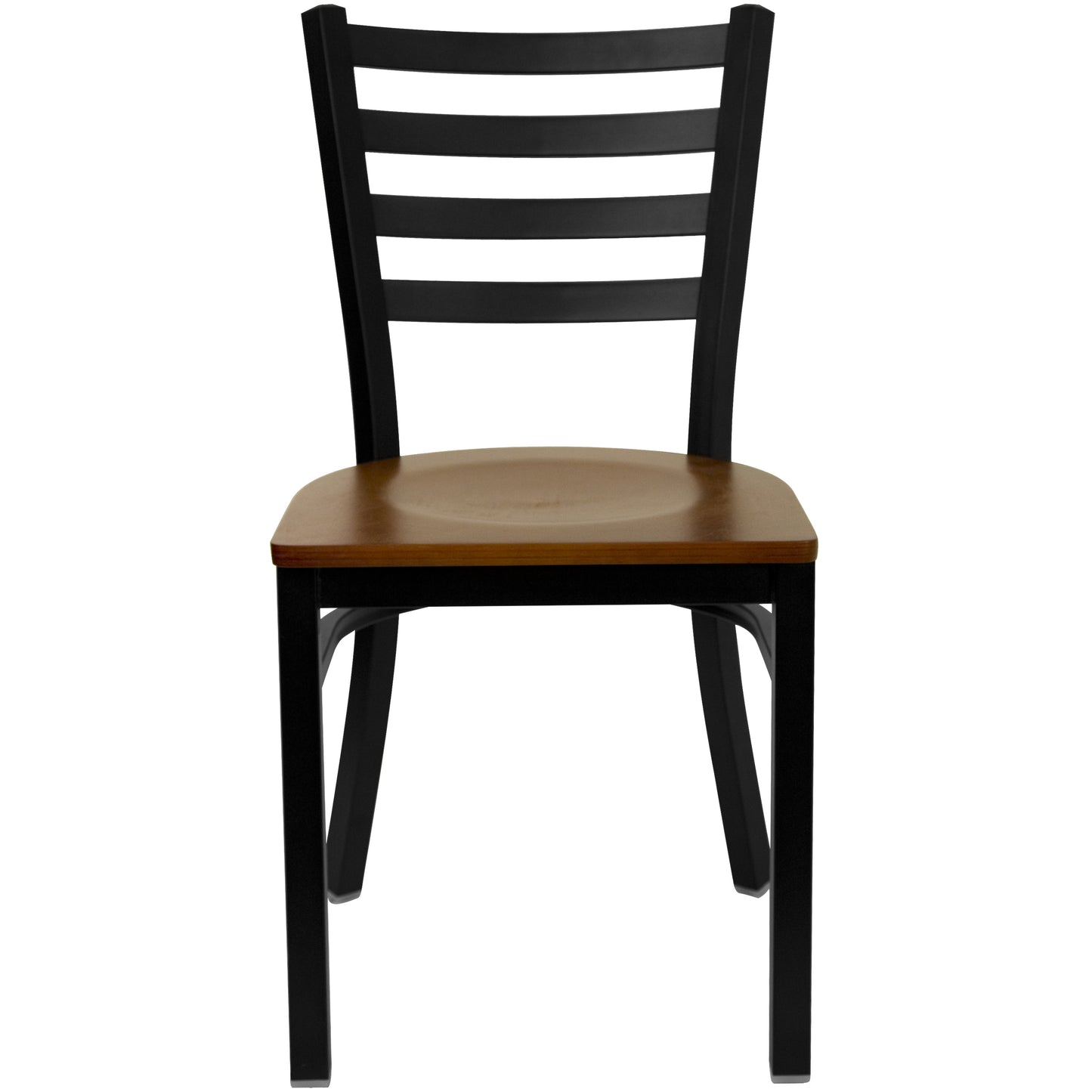 Ladder Back Metal Restaurant Chair - Wood Seat