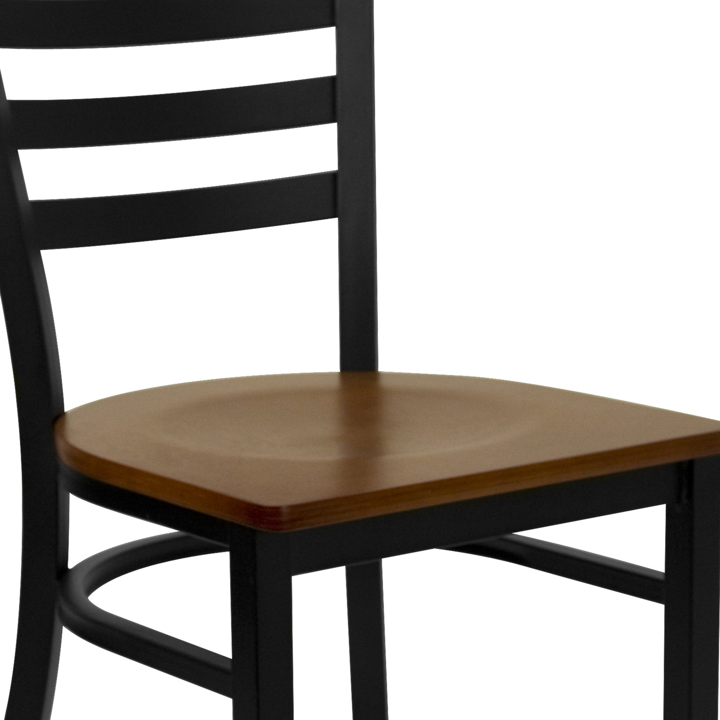 Ladder Back Metal Restaurant Chair - Wood Seat