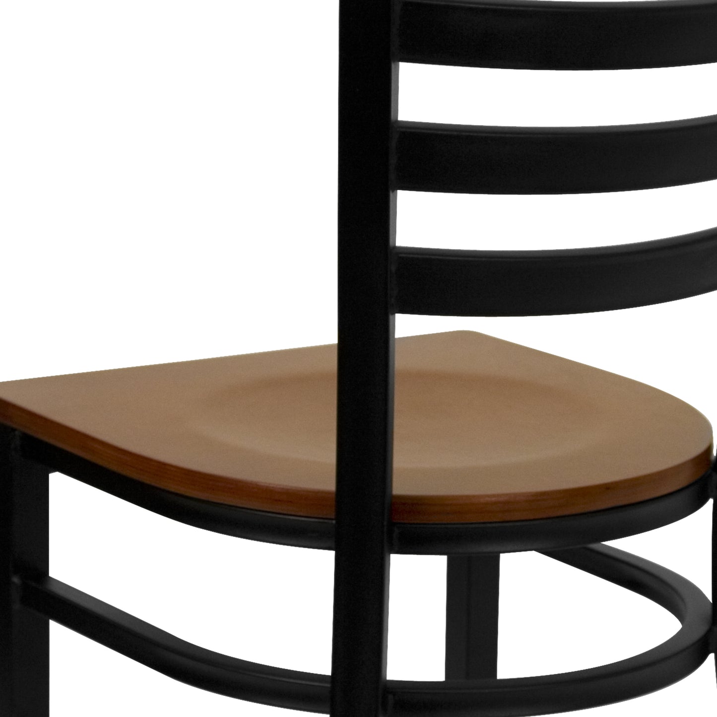 Ladder Back Metal Restaurant Chair - Wood Seat