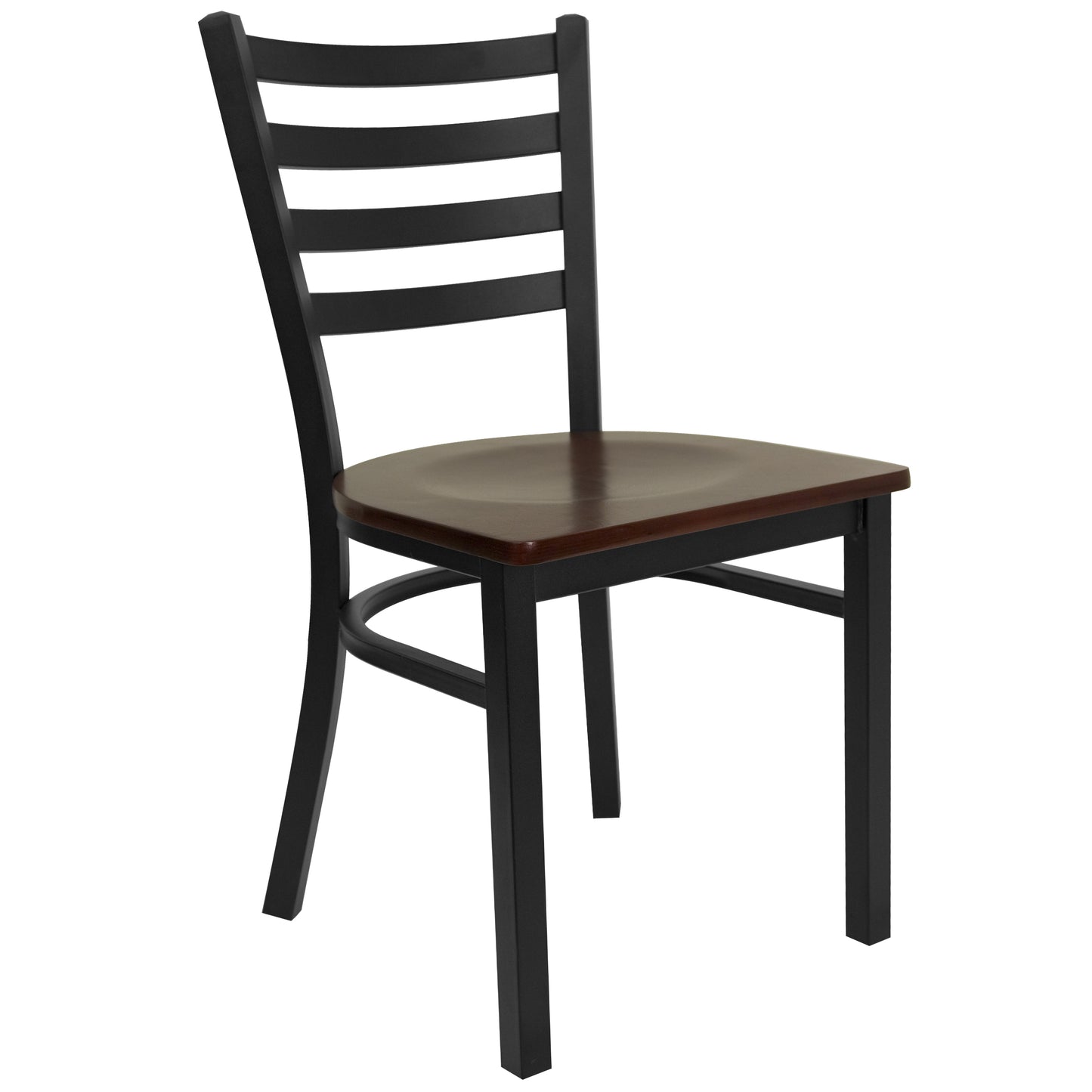 Ladder Back Metal Restaurant Chair - Wood Seat