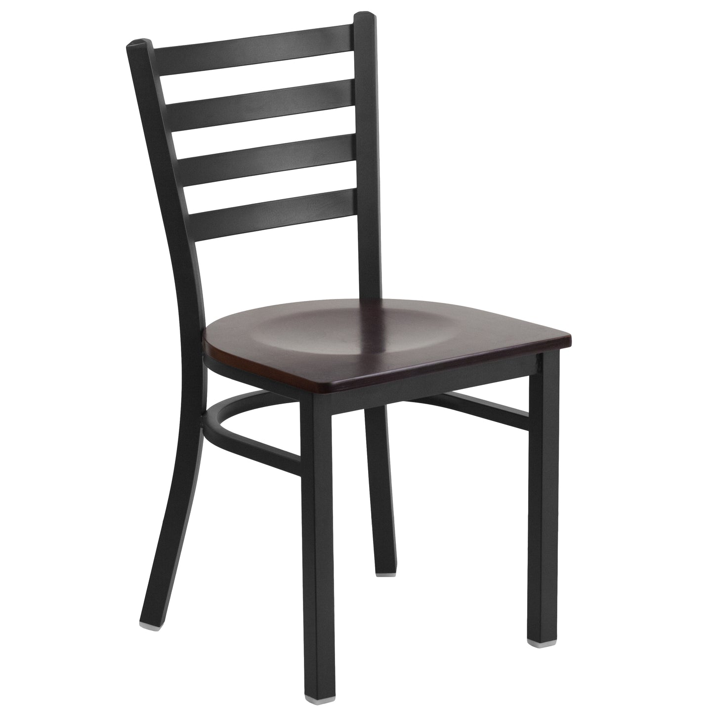 Ladder Back Metal Restaurant Chair - Wood Seat