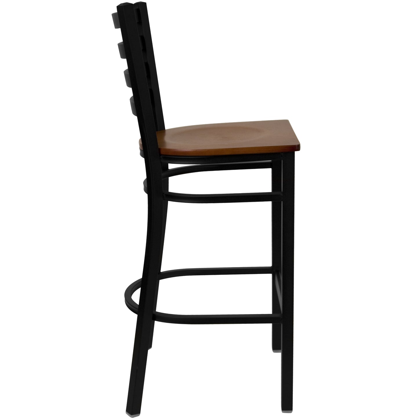 Ladder Back Metal Restaurant Barstool - Wood Seat