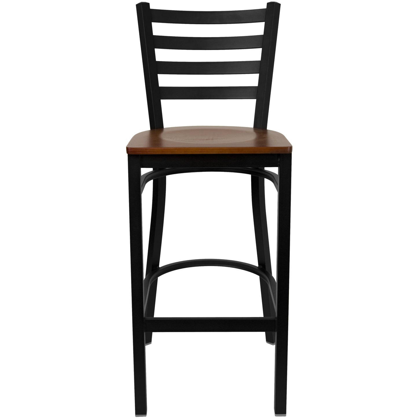 Ladder Back Metal Restaurant Barstool - Wood Seat