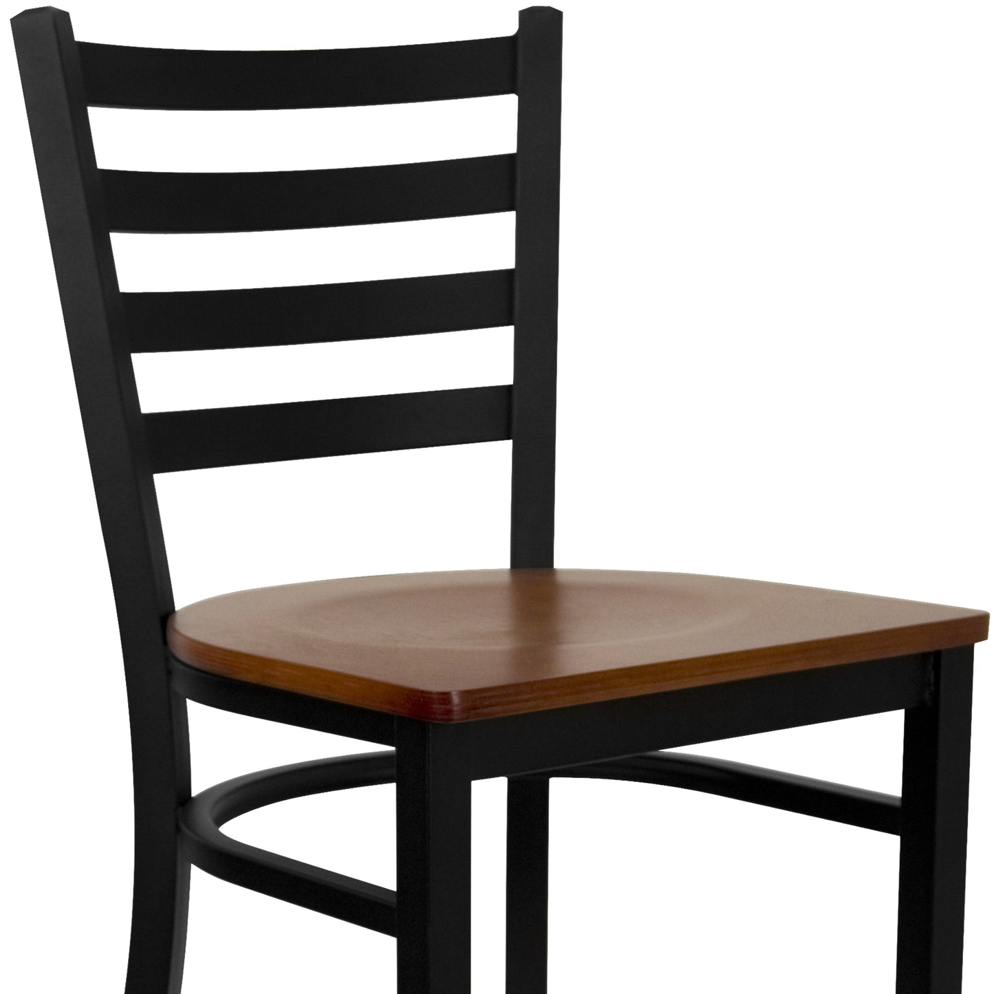 Ladder Back Metal Restaurant Barstool - Wood Seat