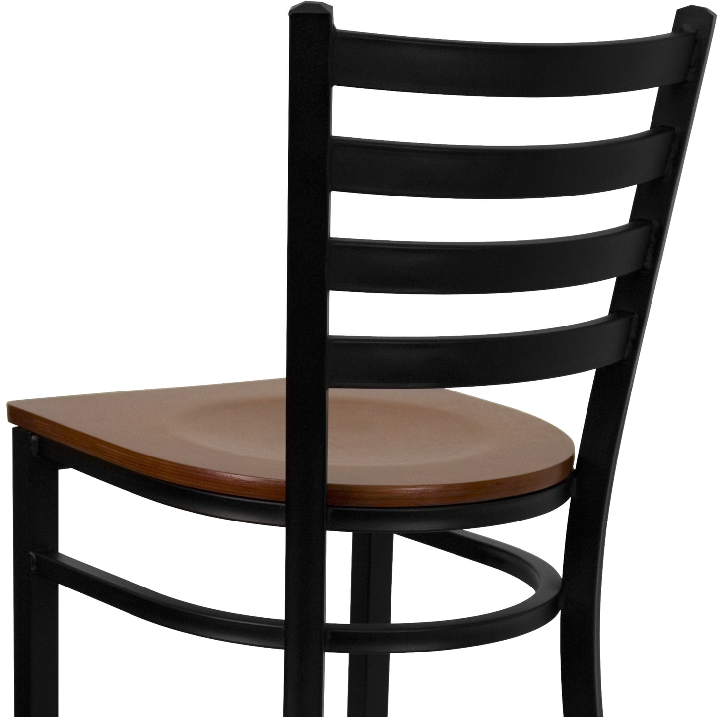 Ladder Back Metal Restaurant Barstool - Wood Seat