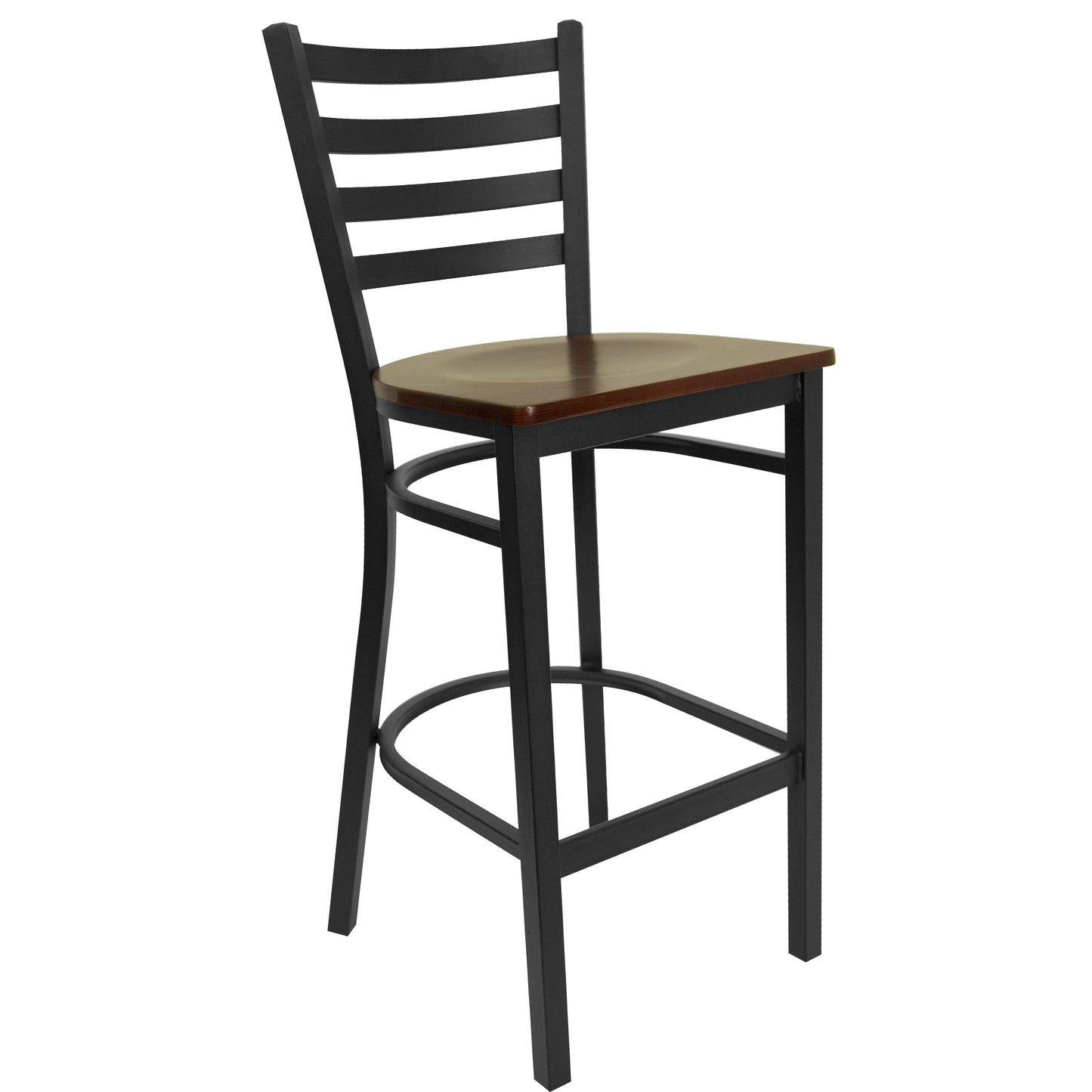 Ladder Back Metal Restaurant Barstool - Wood Seat