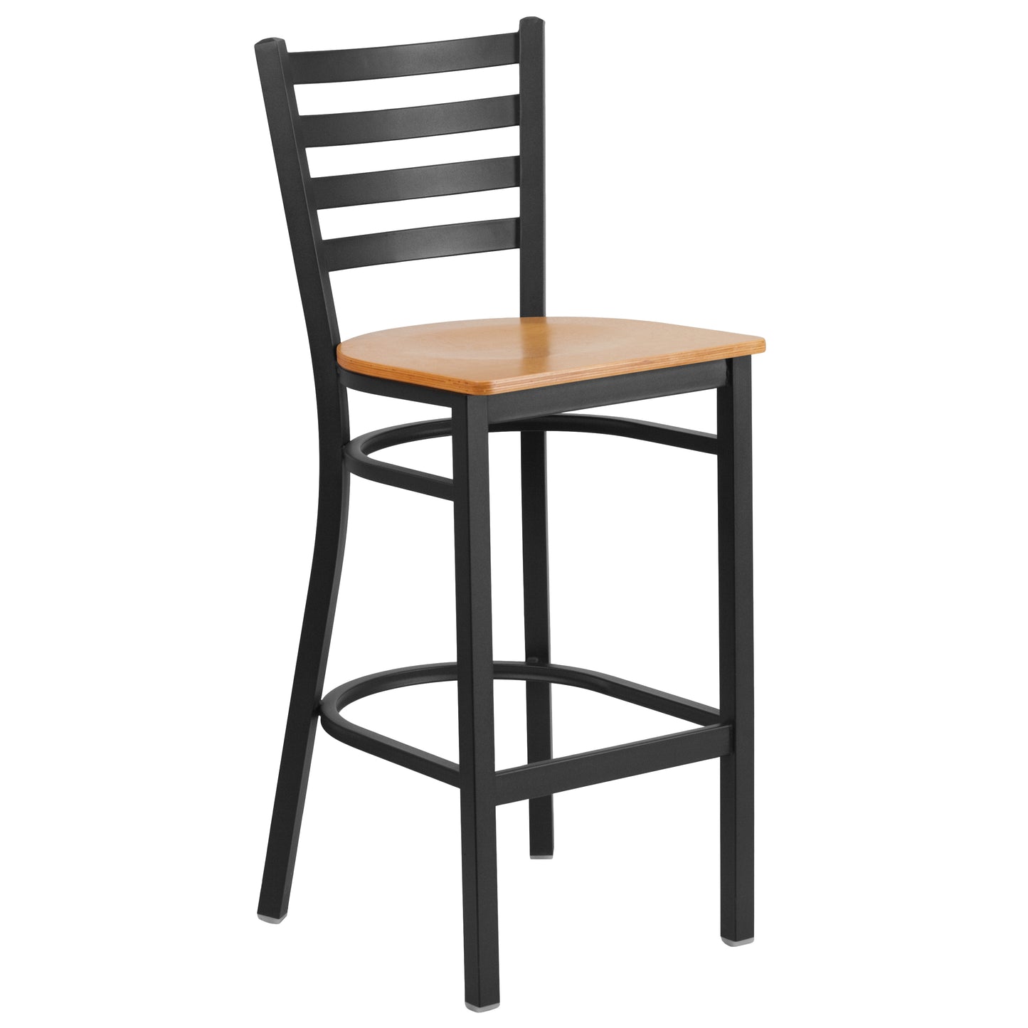 Ladder Back Metal Restaurant Barstool - Wood Seat