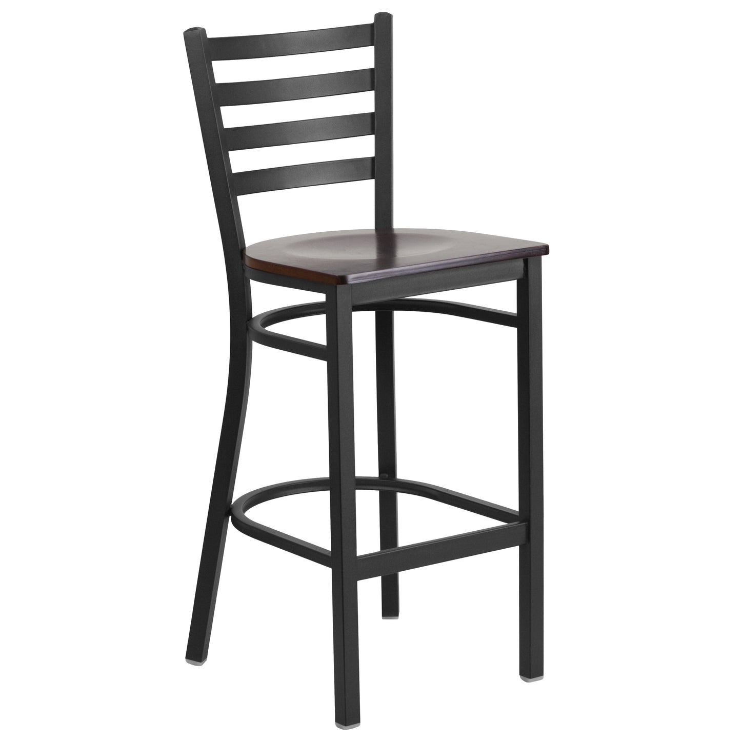 Ladder Back Metal Restaurant Barstool - Wood Seat