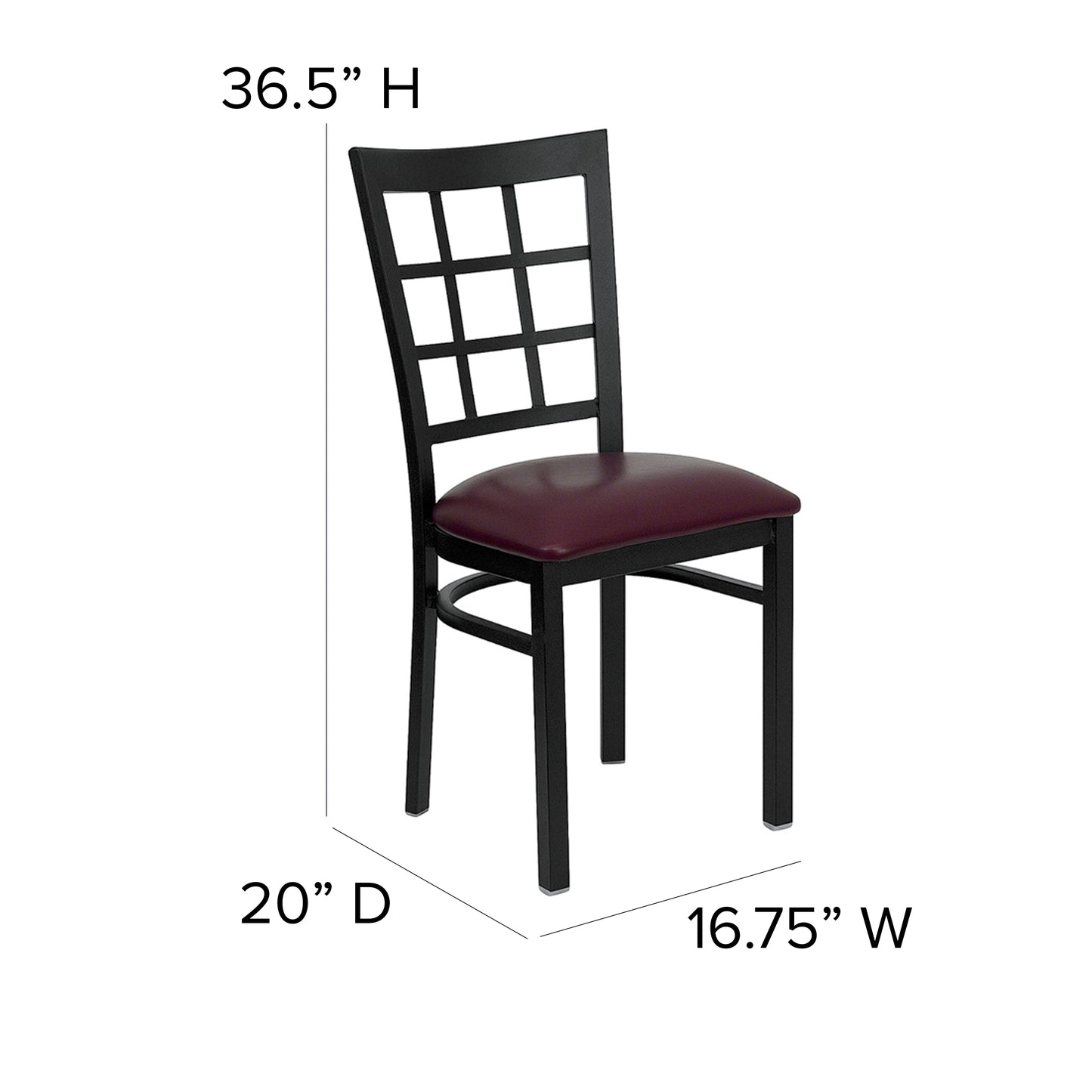 Window Back Metal Restaurant Chair - Vinyl Seat