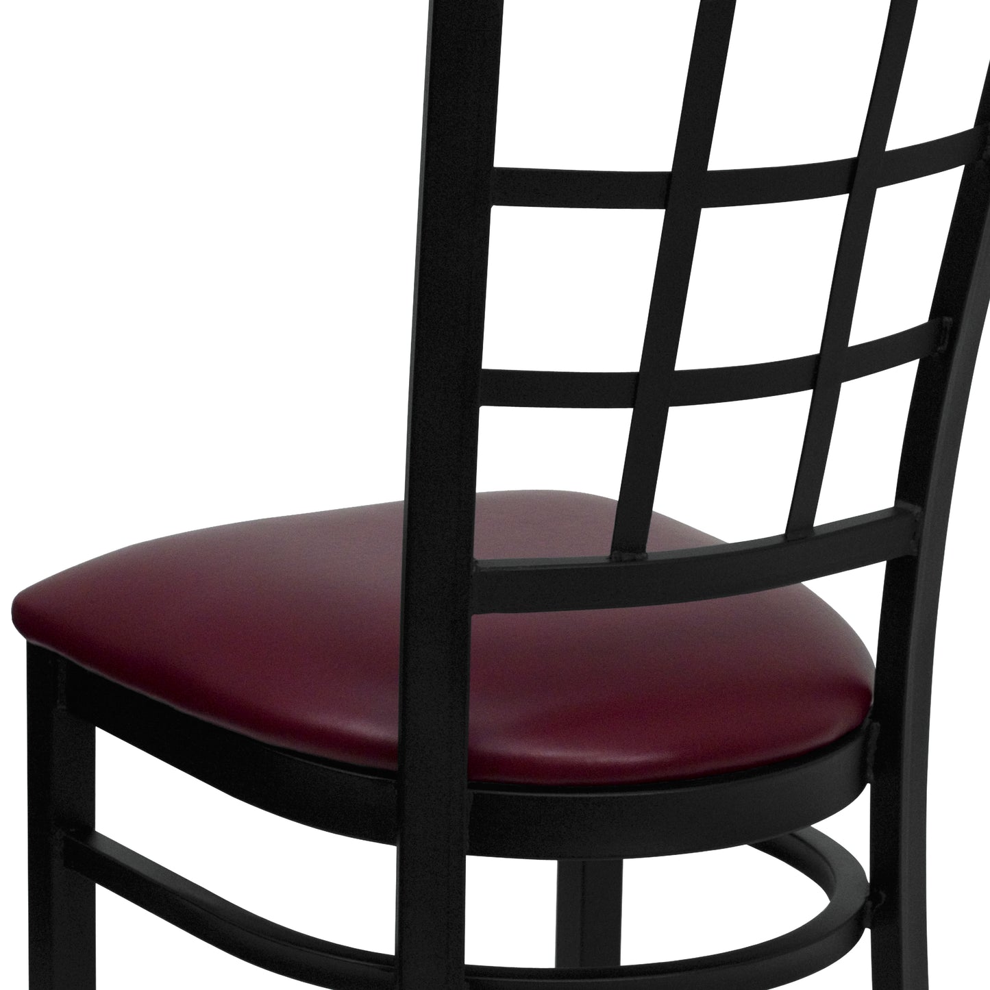 Window Back Metal Restaurant Chair - Vinyl Seat