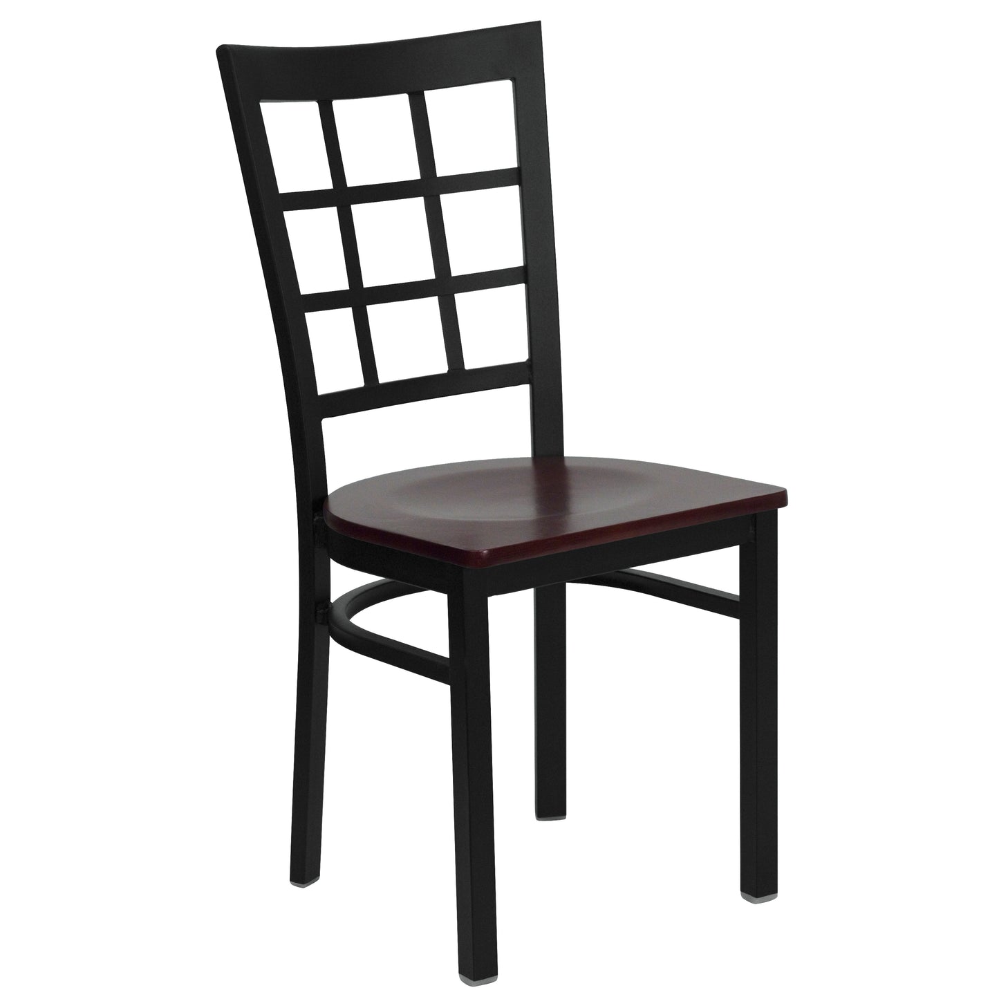 Window Back Metal Restaurant Chair - Wood Seat