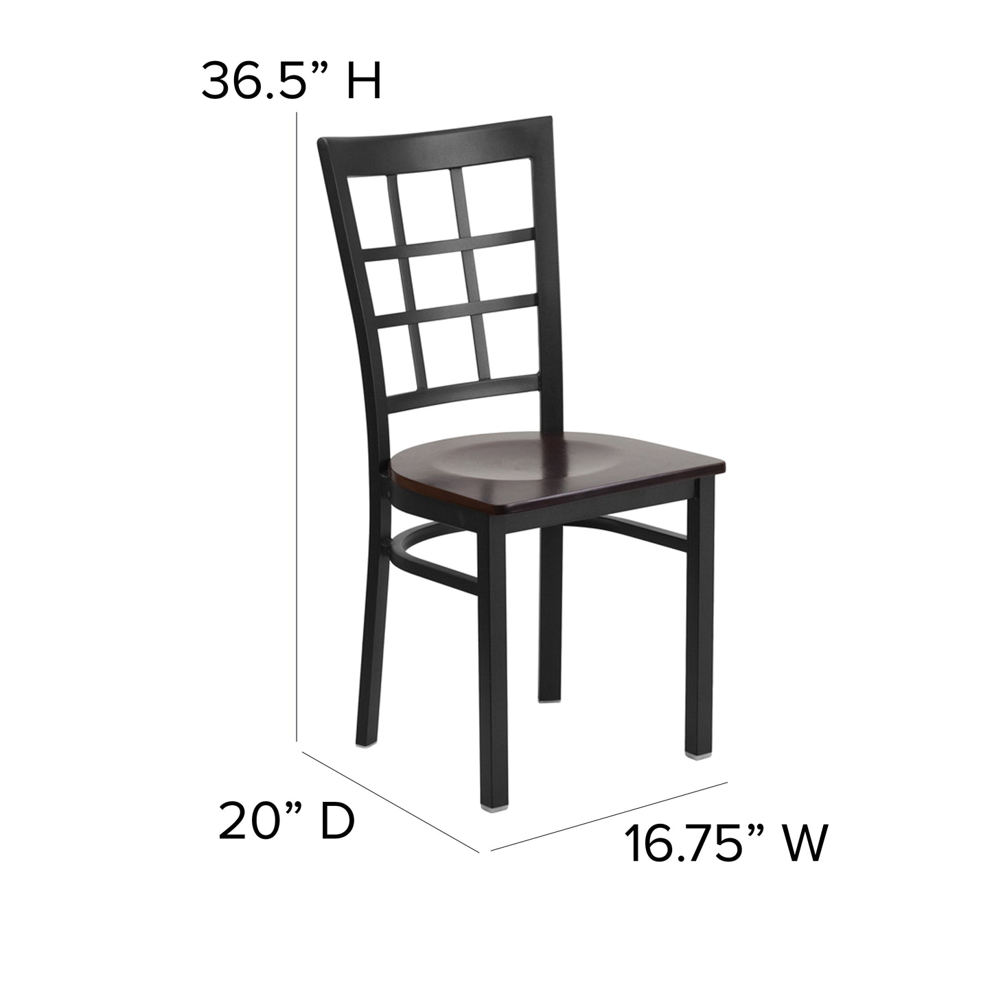 Window Back Metal Restaurant Chair - Wood Seat