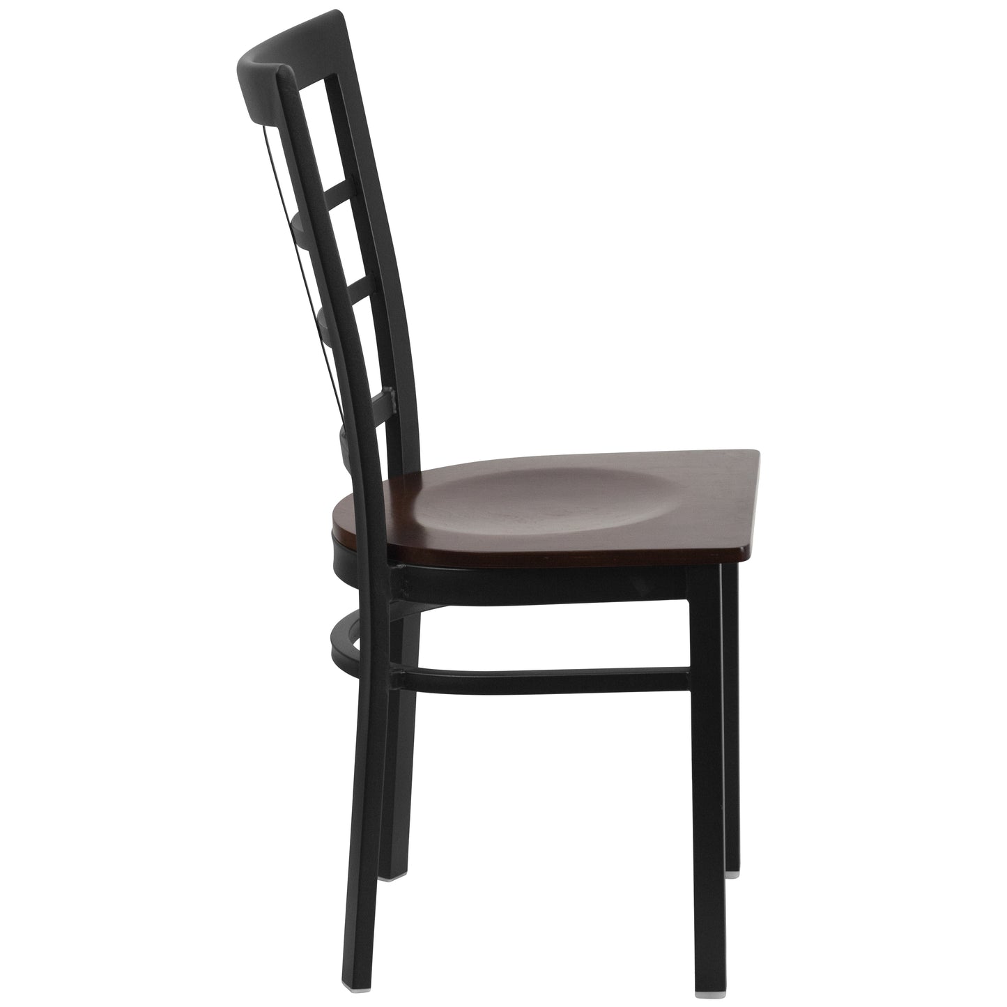 Window Back Metal Restaurant Chair - Wood Seat