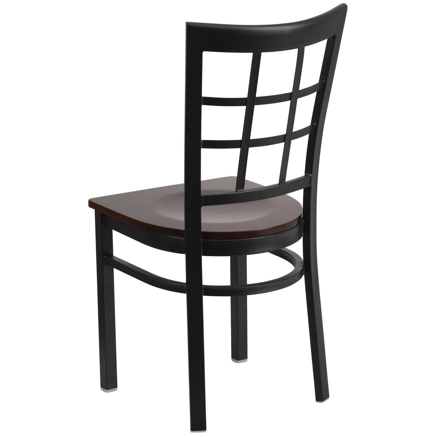 Window Back Metal Restaurant Chair - Wood Seat