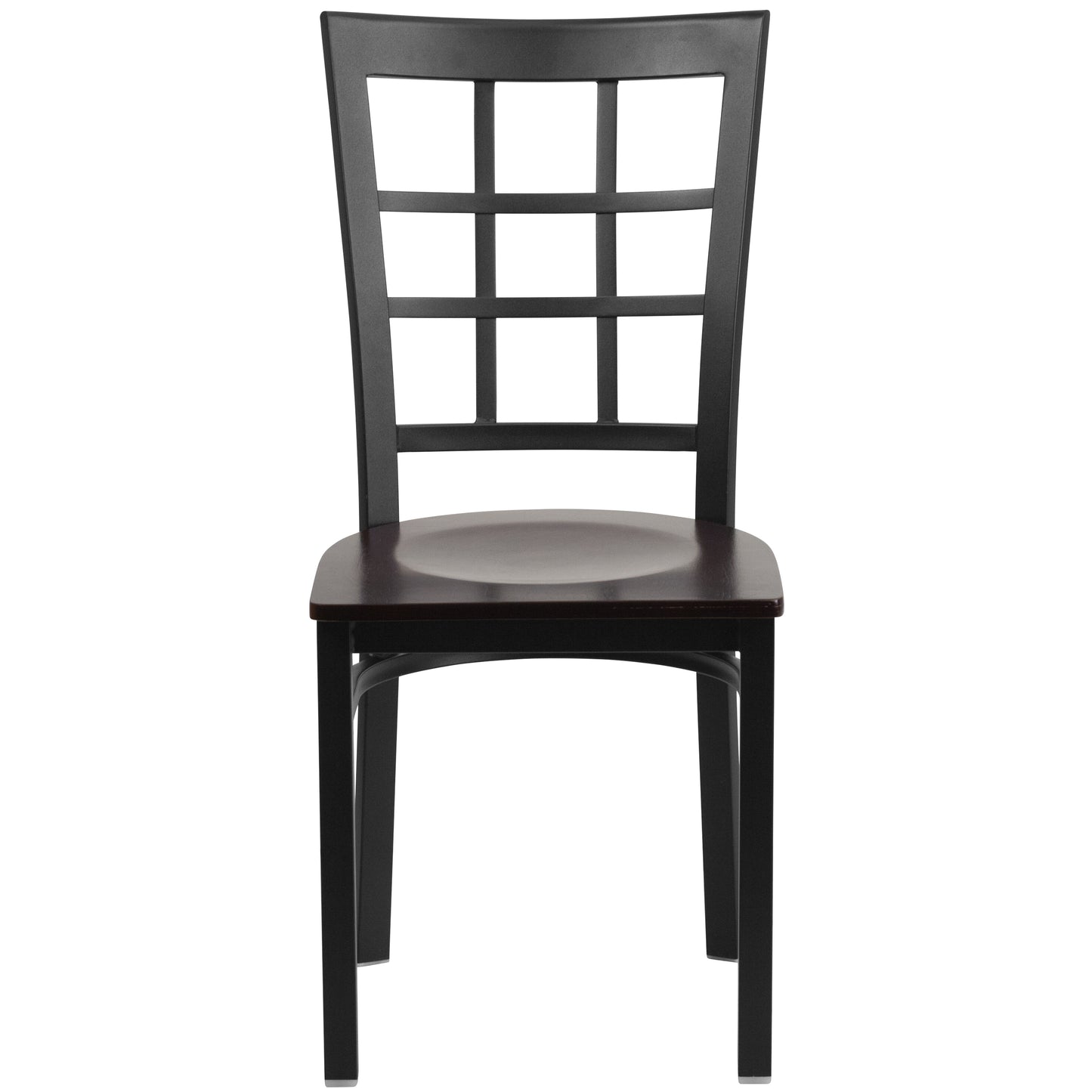 Window Back Metal Restaurant Chair - Wood Seat