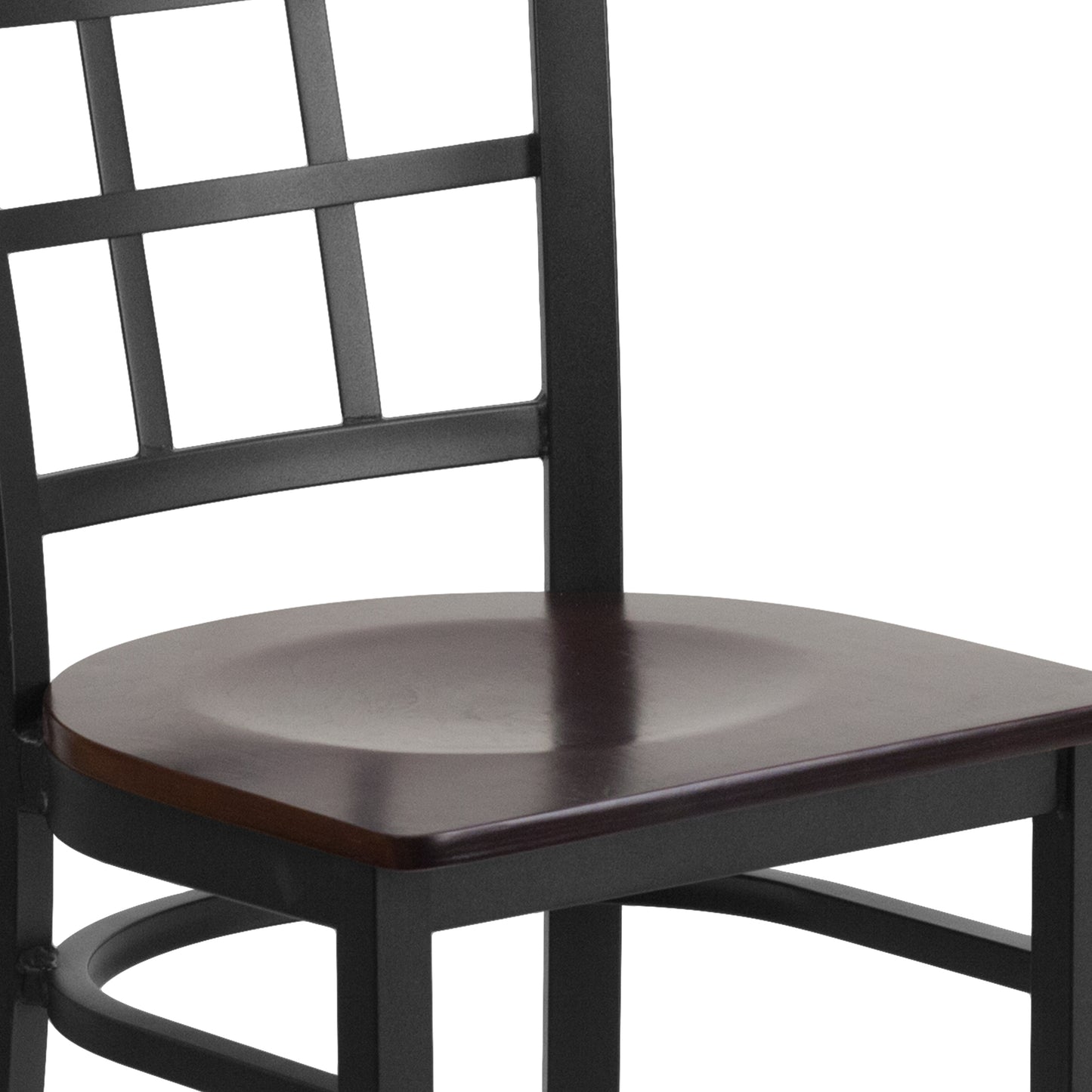 Window Back Metal Restaurant Chair - Wood Seat