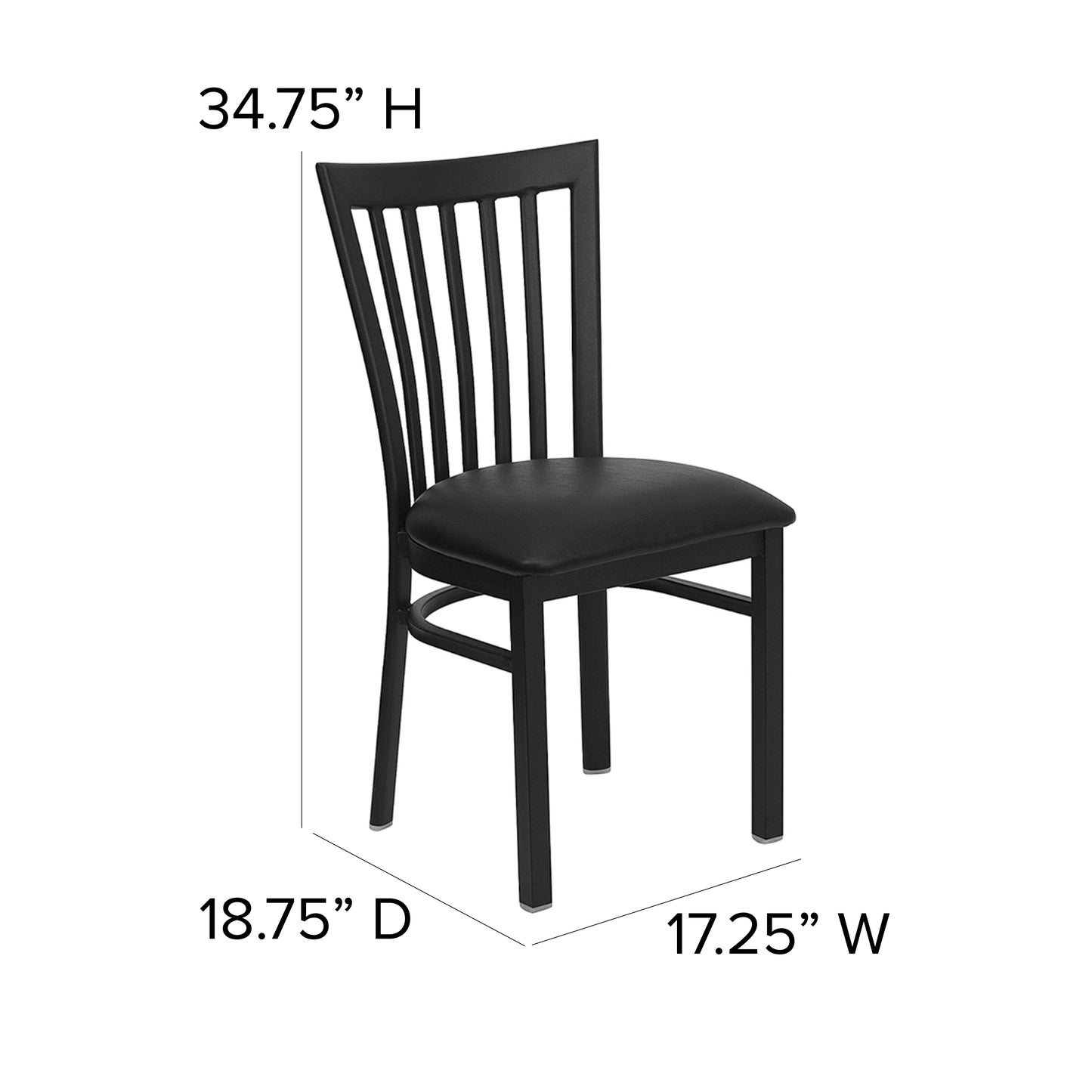 School House Back Metal Restaurant Chair - Vinyl Seat