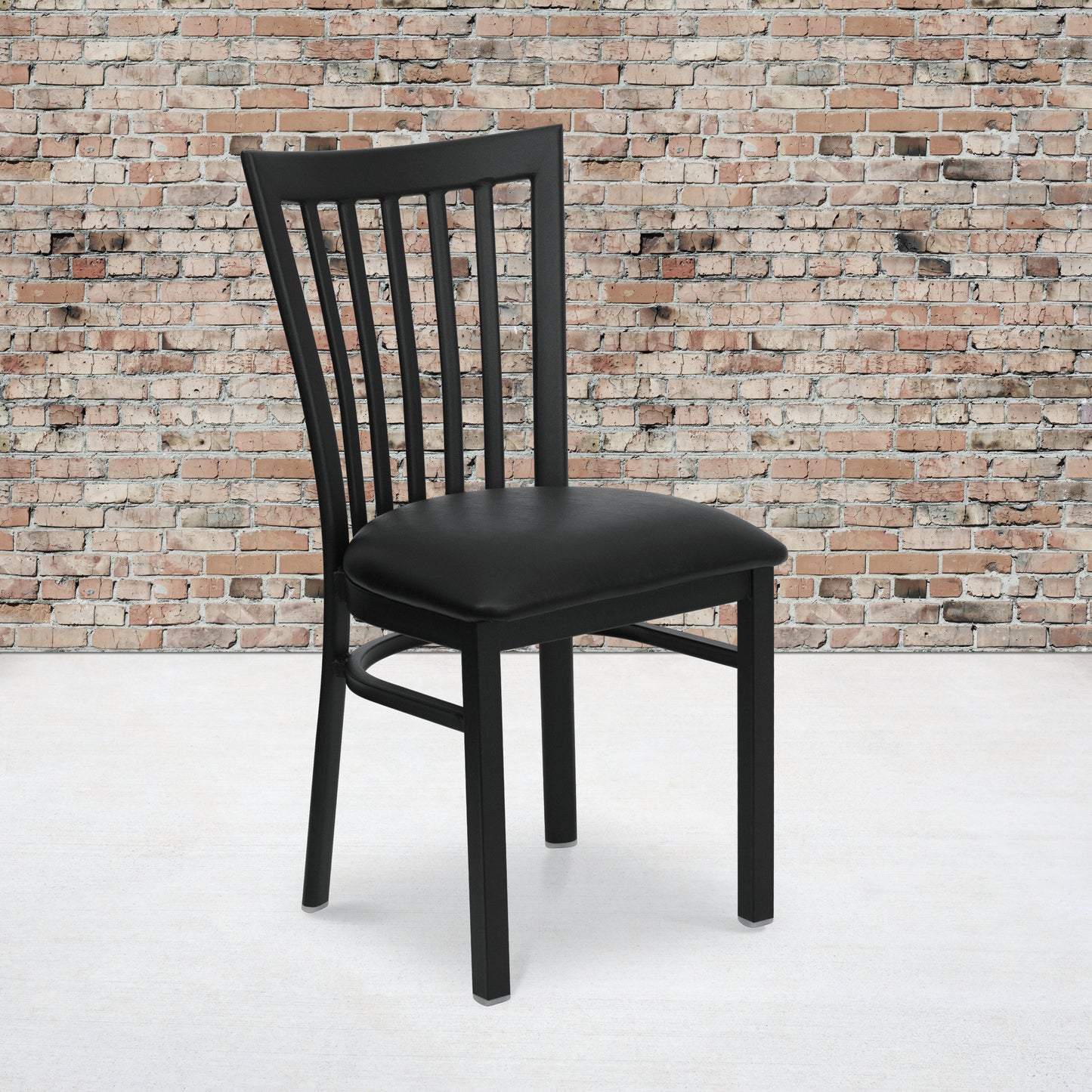 School House Back Metal Restaurant Chair - Vinyl Seat