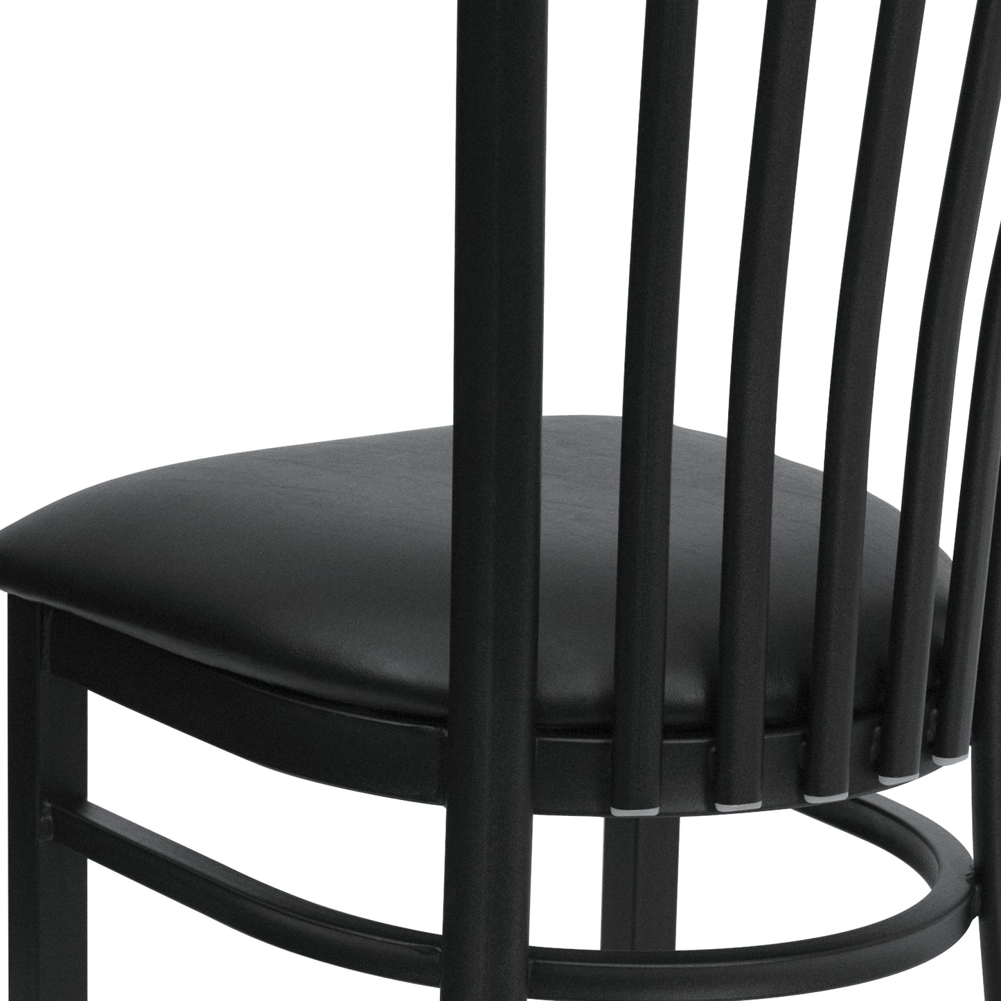 School House Back Metal Restaurant Chair - Vinyl Seat