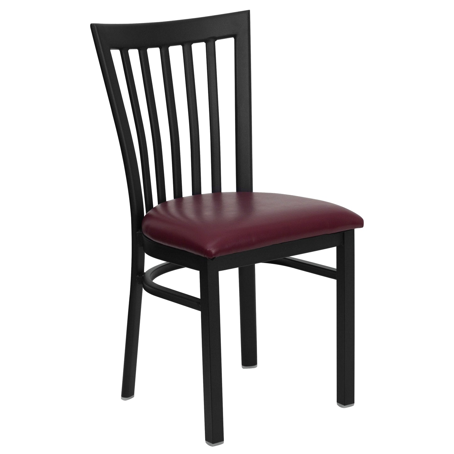 School House Back Metal Restaurant Chair - Vinyl Seat