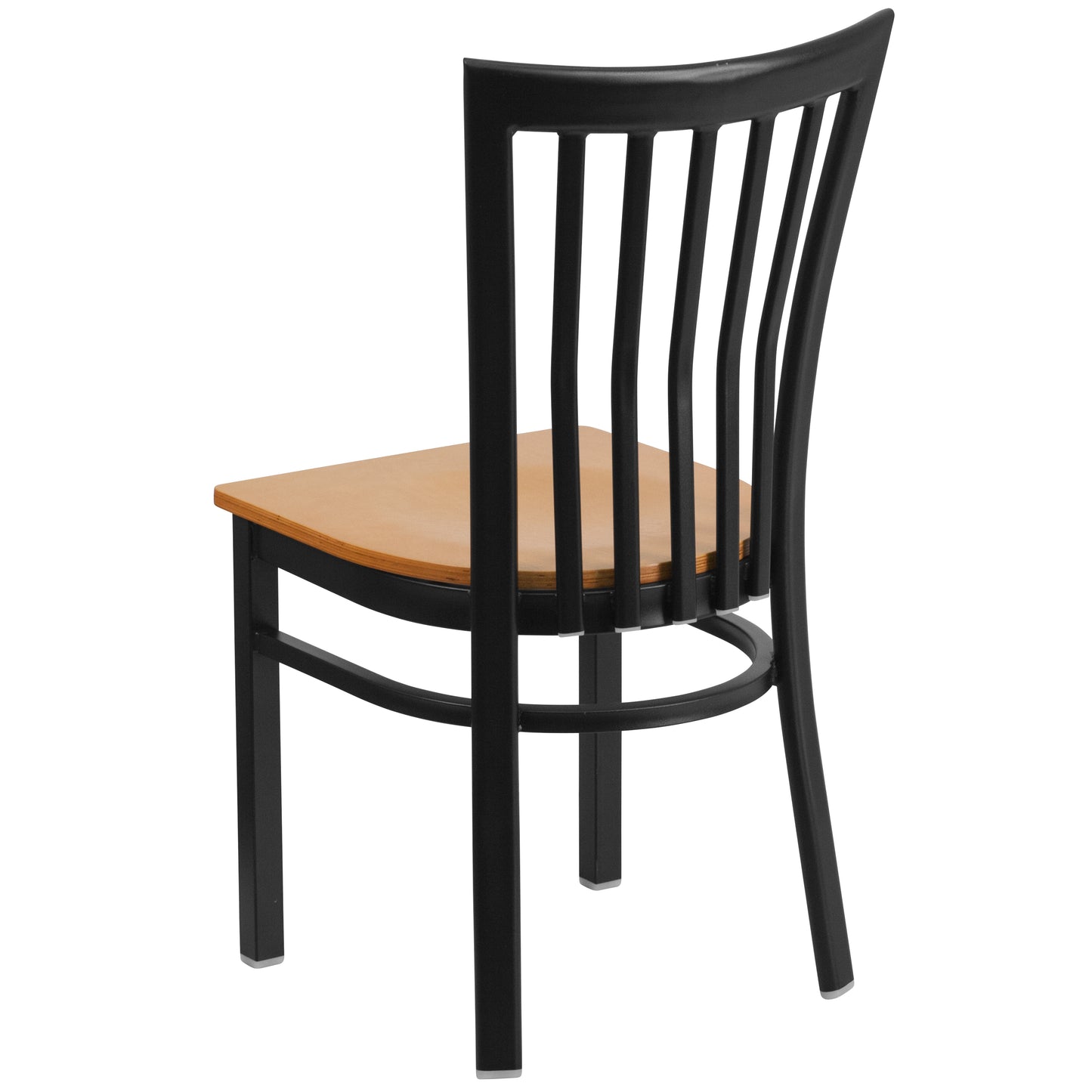 School House Back Metal Restaurant Chair - Wood Seat