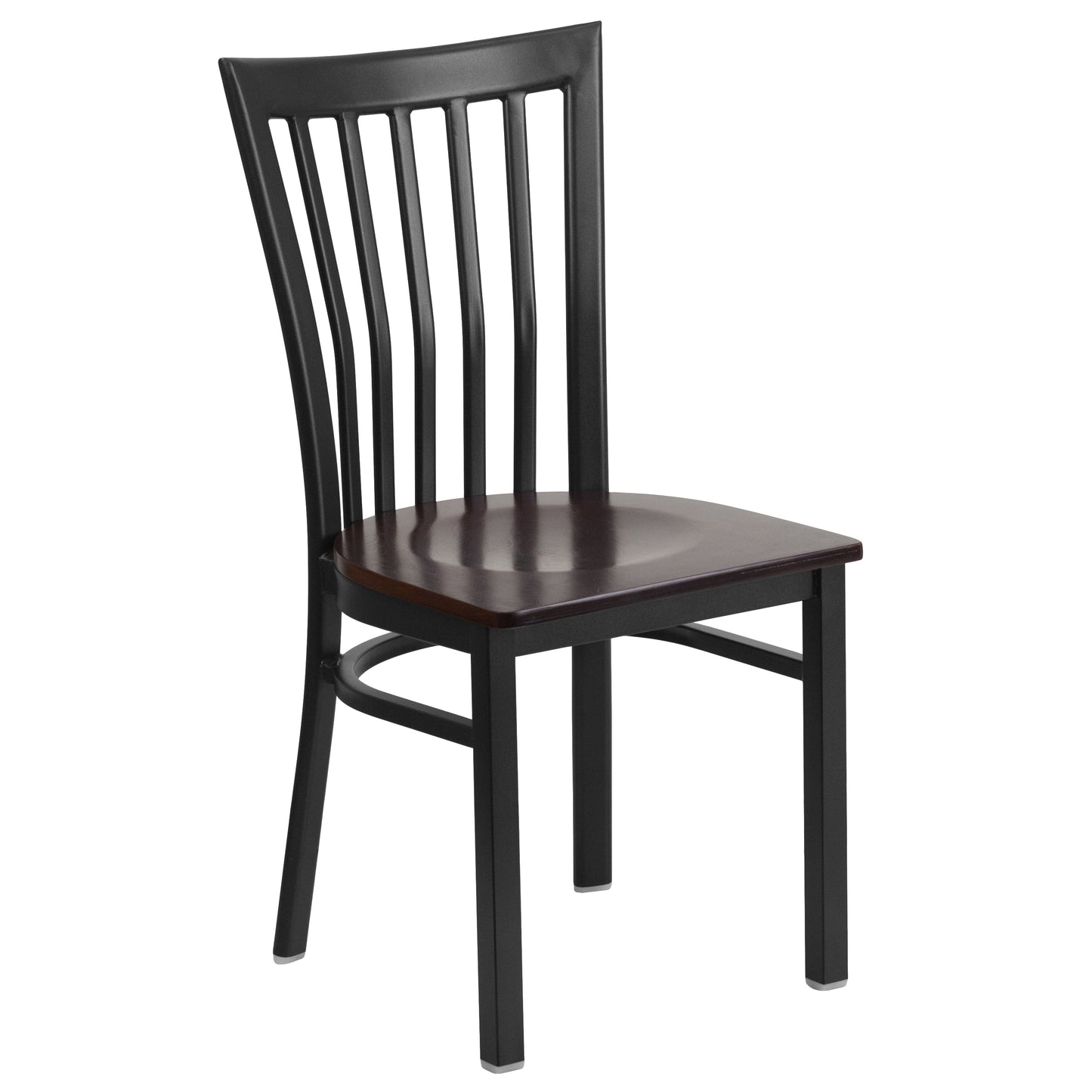 School House Back Metal Restaurant Chair - Wood Seat