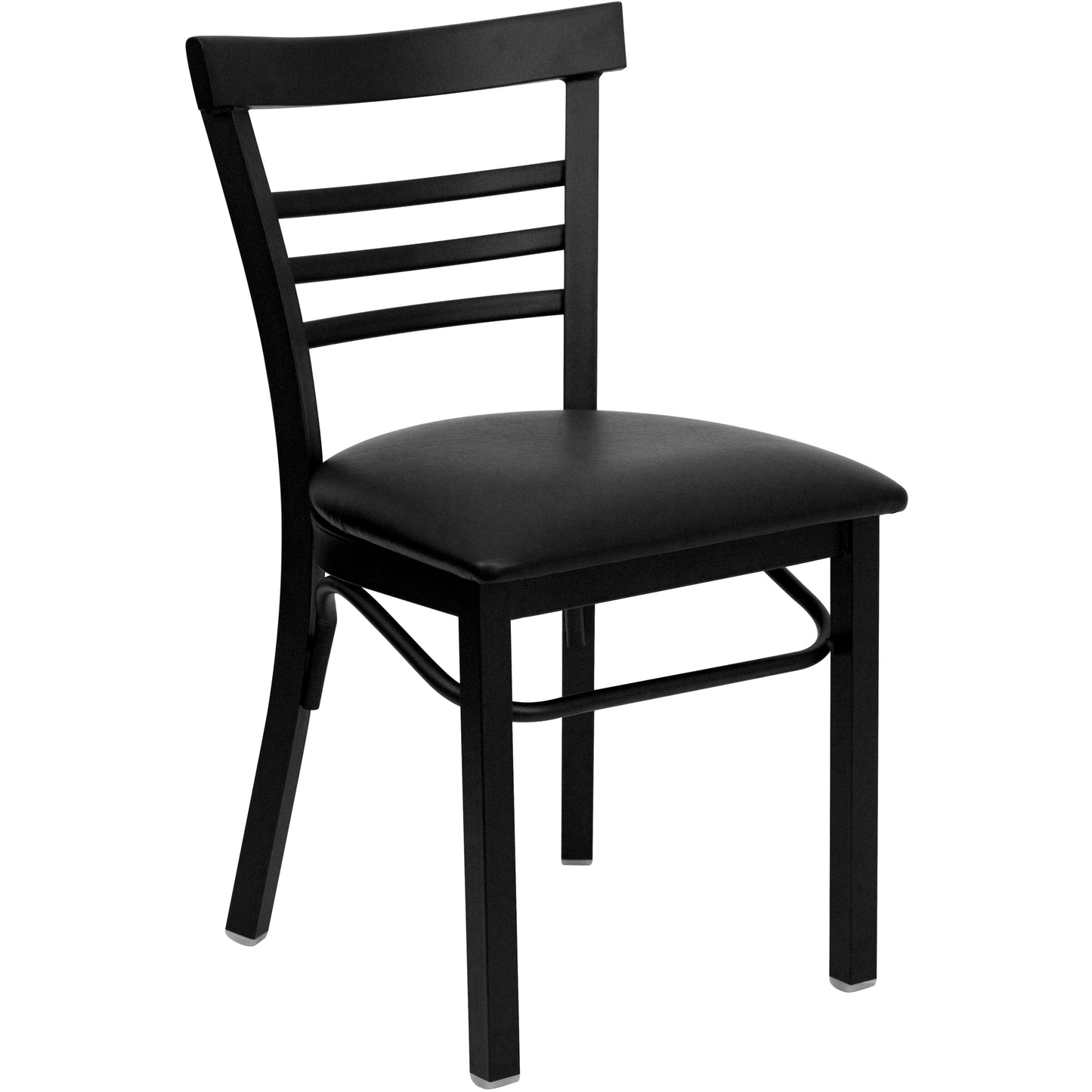 Three-Slat Ladder Back Metal Restaurant Chair - Vinyl Seat