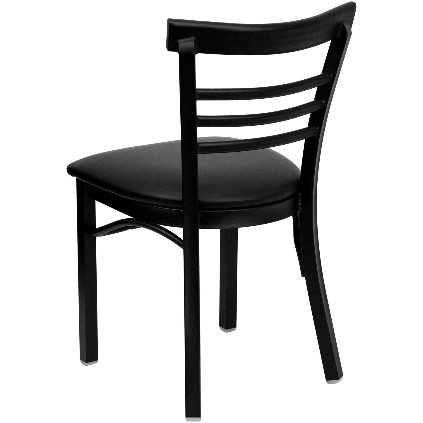 Three-Slat Ladder Back Metal Restaurant Chair - Vinyl Seat