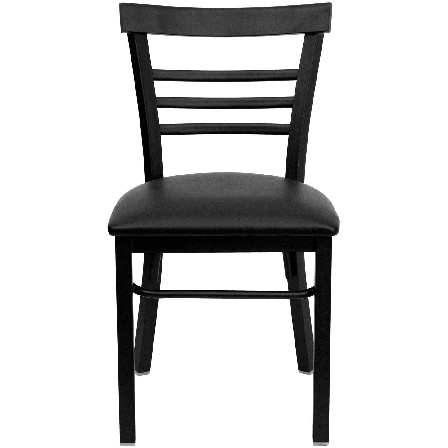 Three-Slat Ladder Back Metal Restaurant Chair - Vinyl Seat