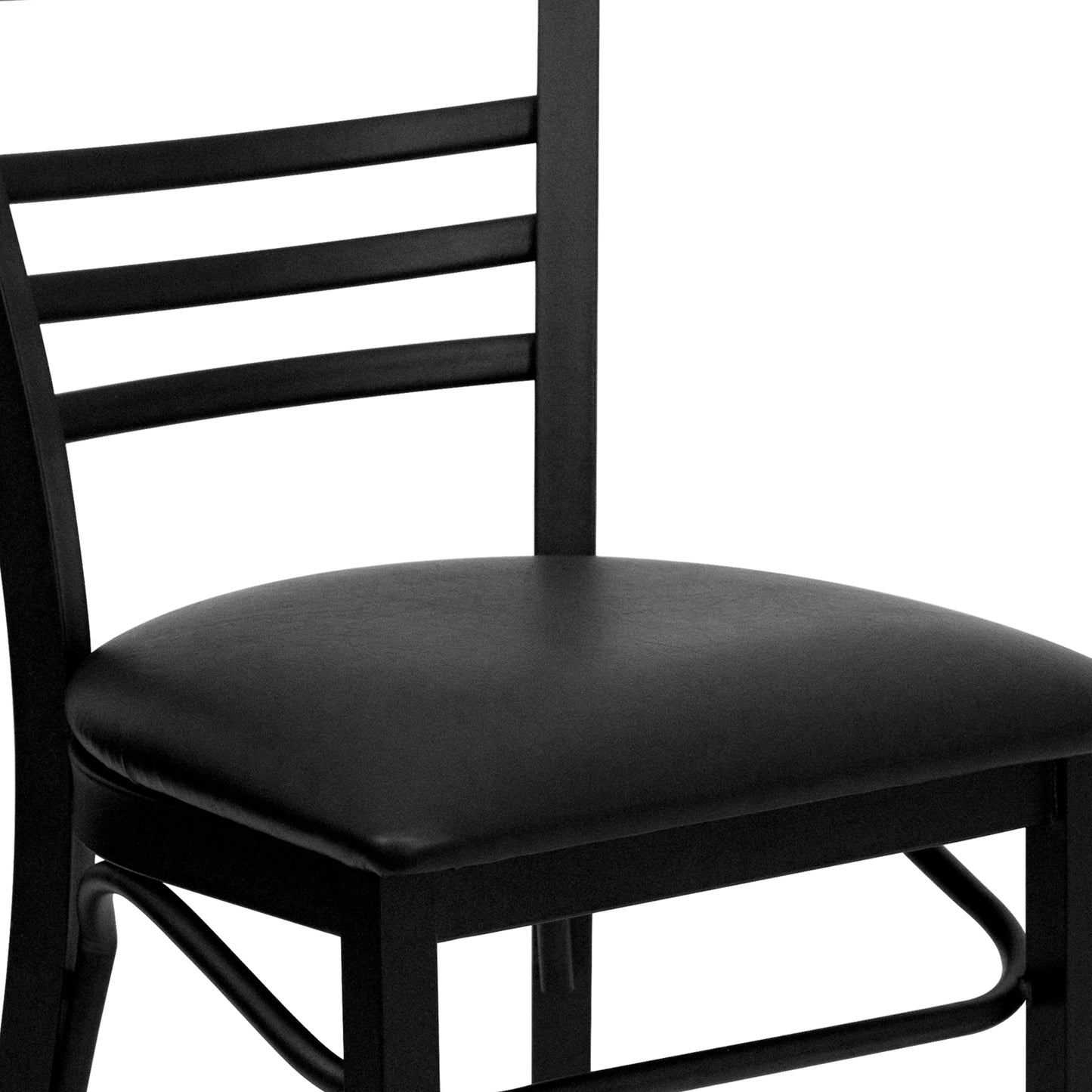 Three-Slat Ladder Back Metal Restaurant Chair - Vinyl Seat