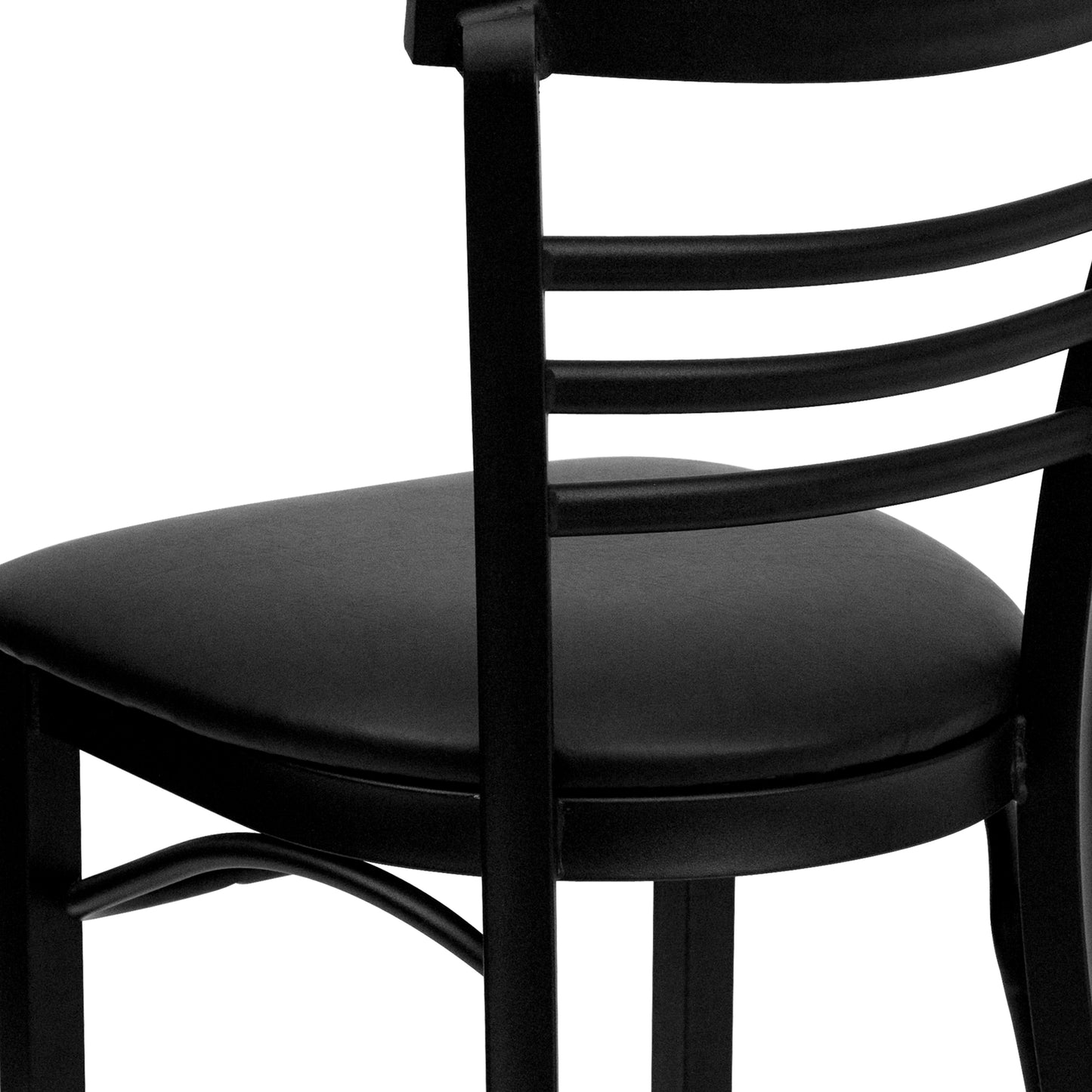 Three-Slat Ladder Back Metal Restaurant Chair - Vinyl Seat