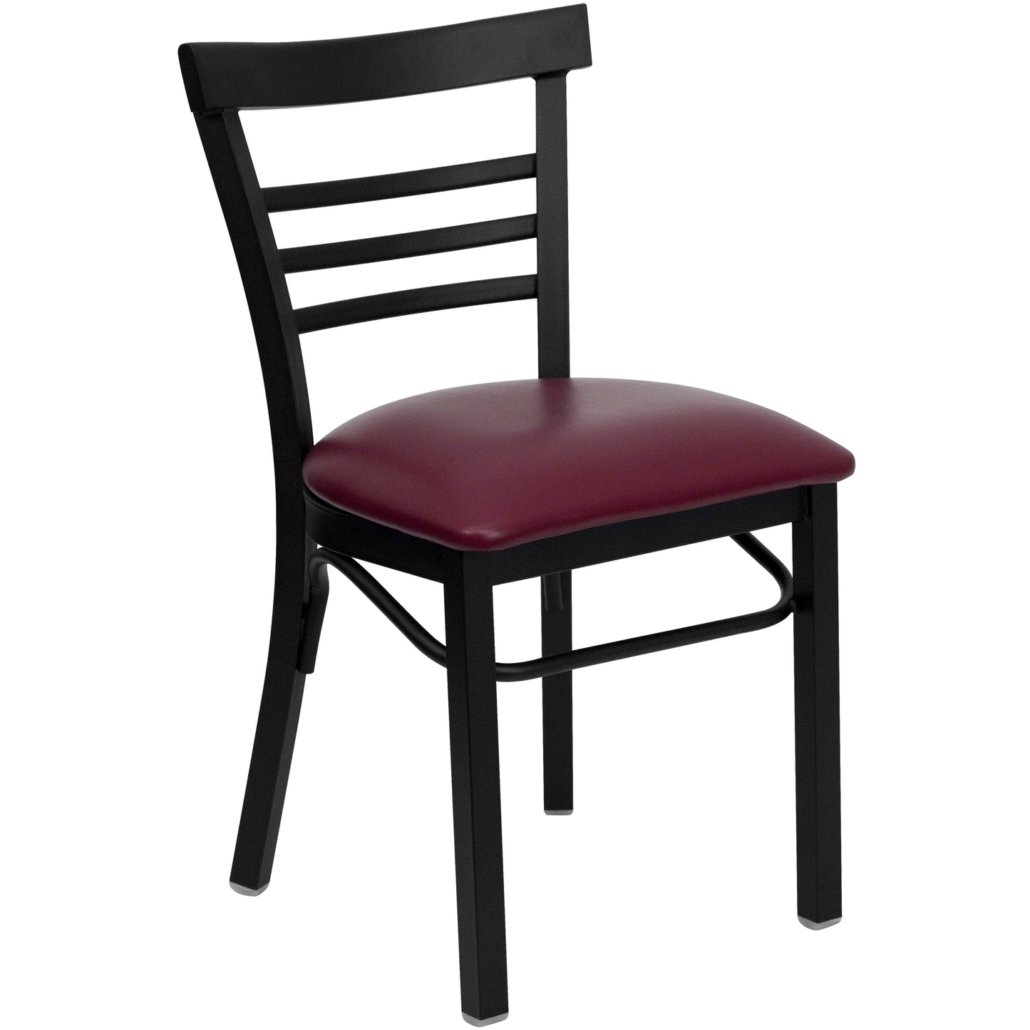 Three-Slat Ladder Back Metal Restaurant Chair - Vinyl Seat