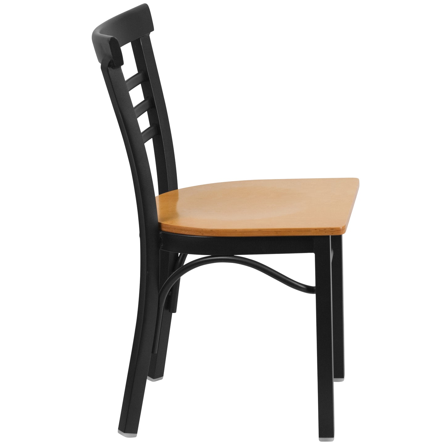 Three-Slat Ladder Back Metal Restaurant Chair - Wood Seat