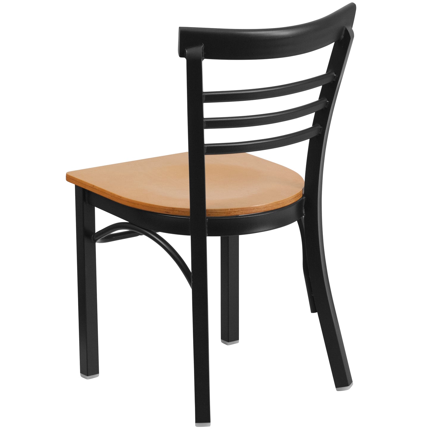 Three-Slat Ladder Back Metal Restaurant Chair - Wood Seat