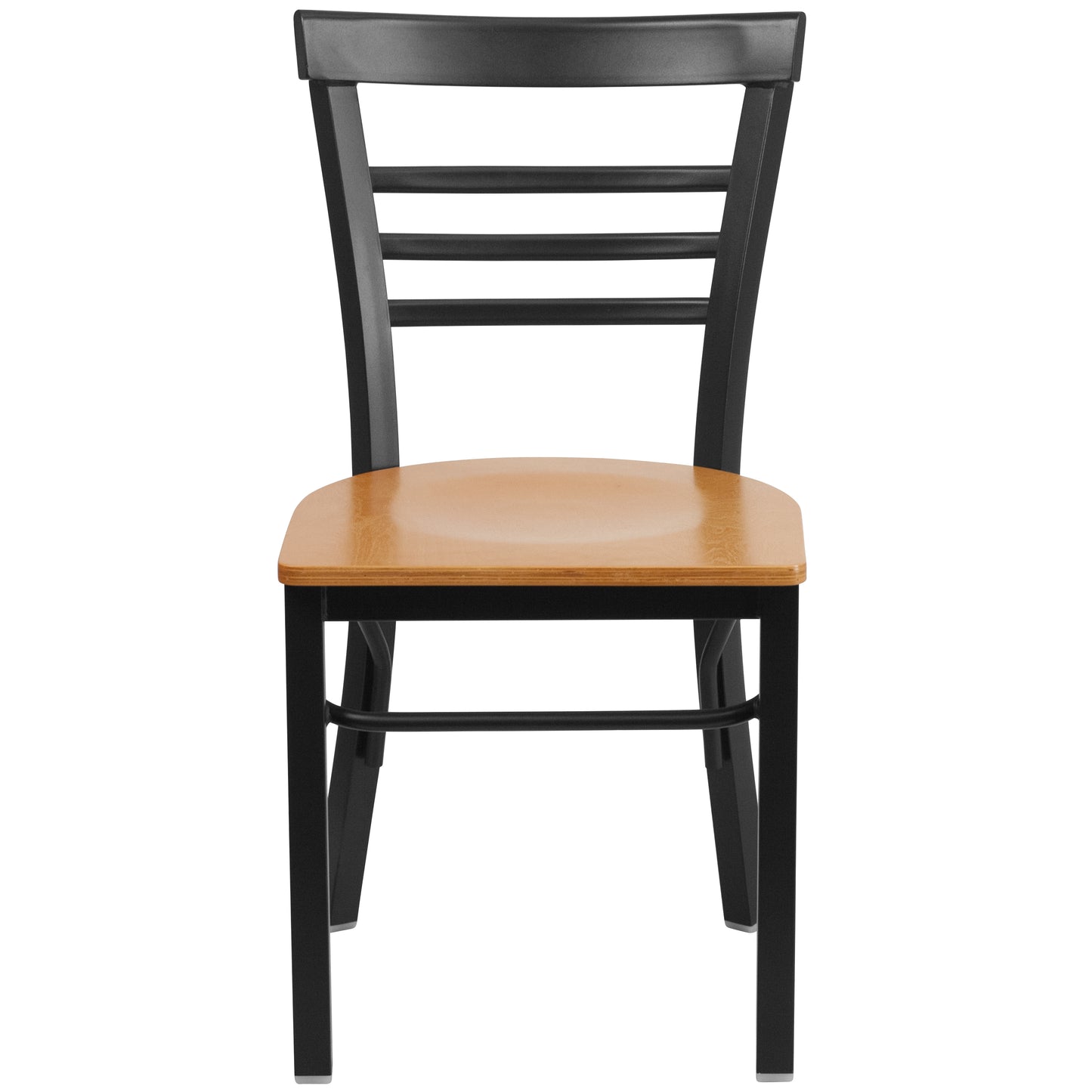 Three-Slat Ladder Back Metal Restaurant Chair - Wood Seat