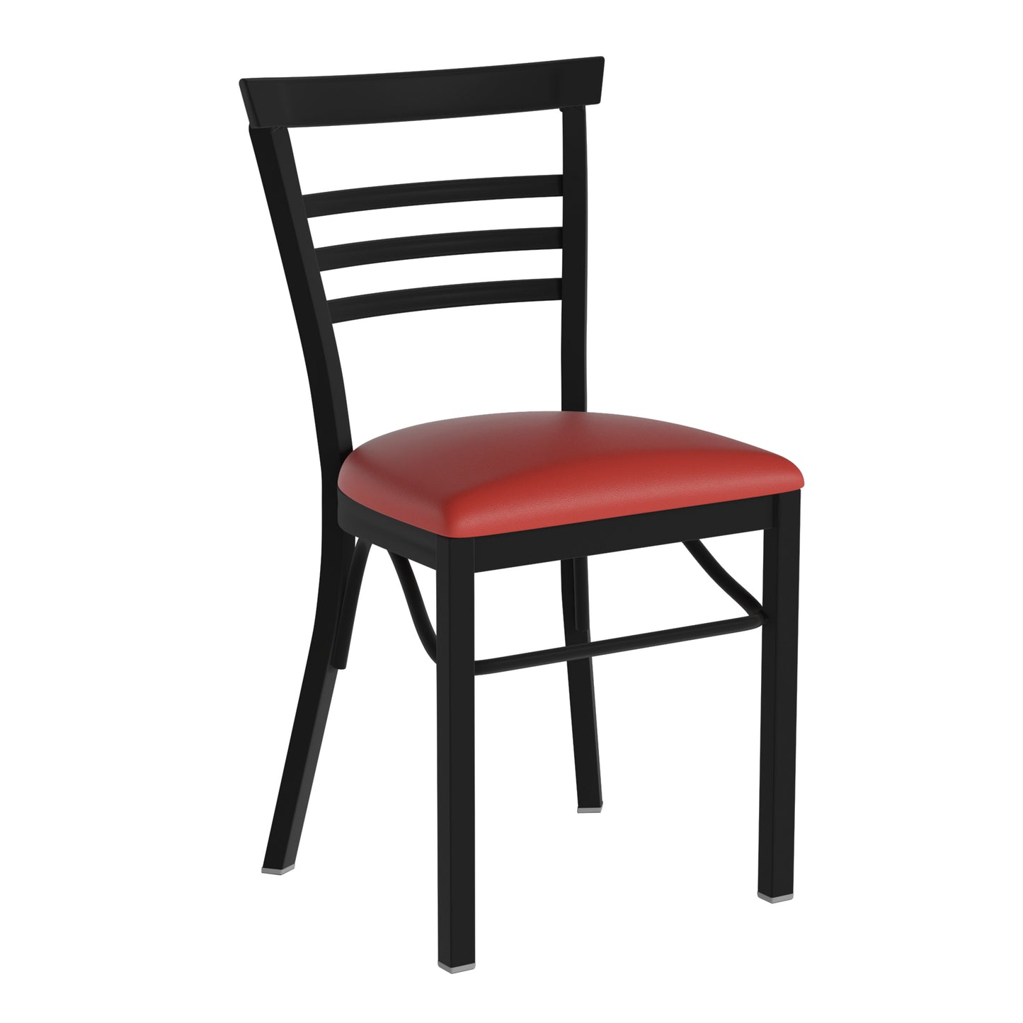 Three-Slat Ladder Back Metal Restaurant Chair - Vinyl Seat