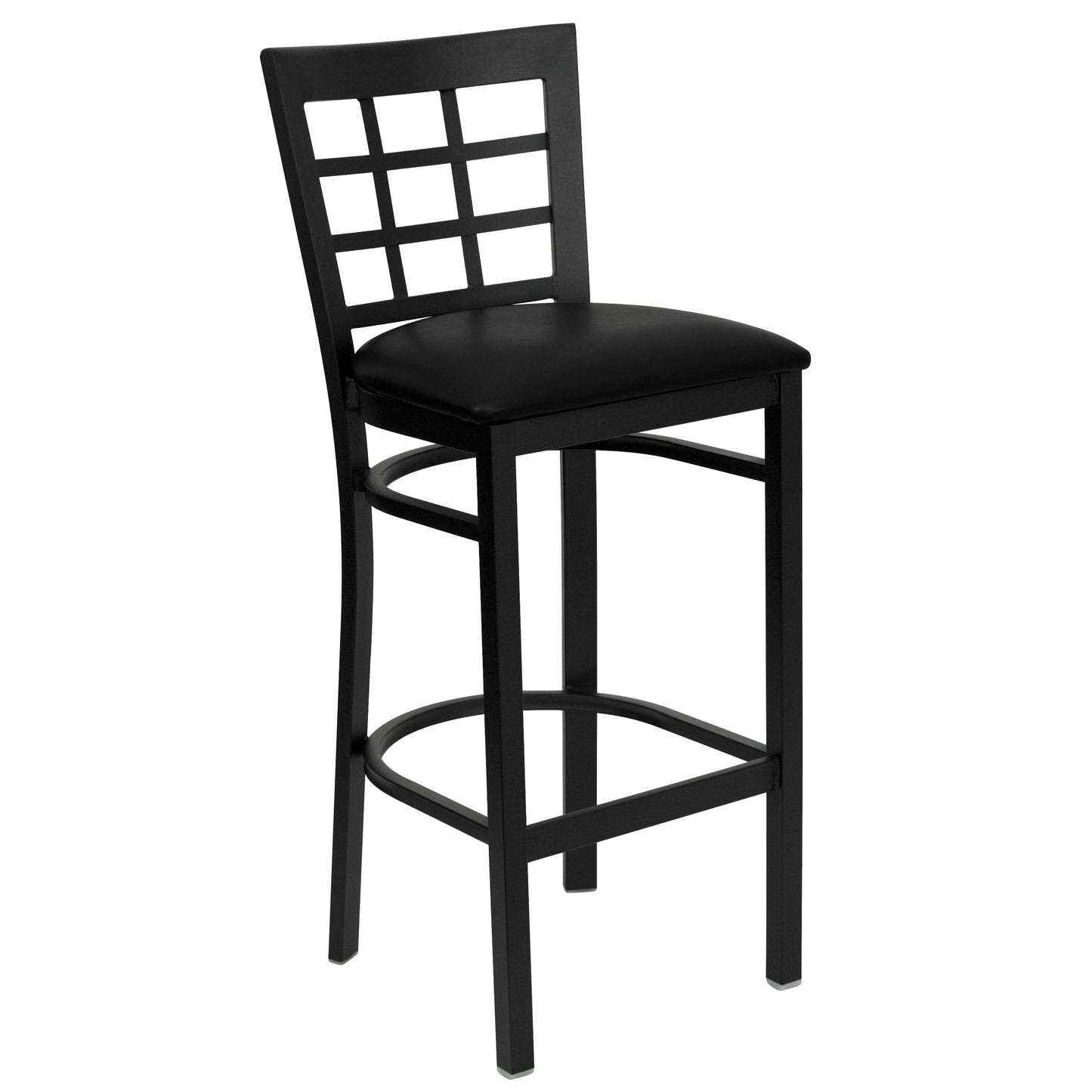 Window Back Metal Restaurant Barstool - Vinyl Seat